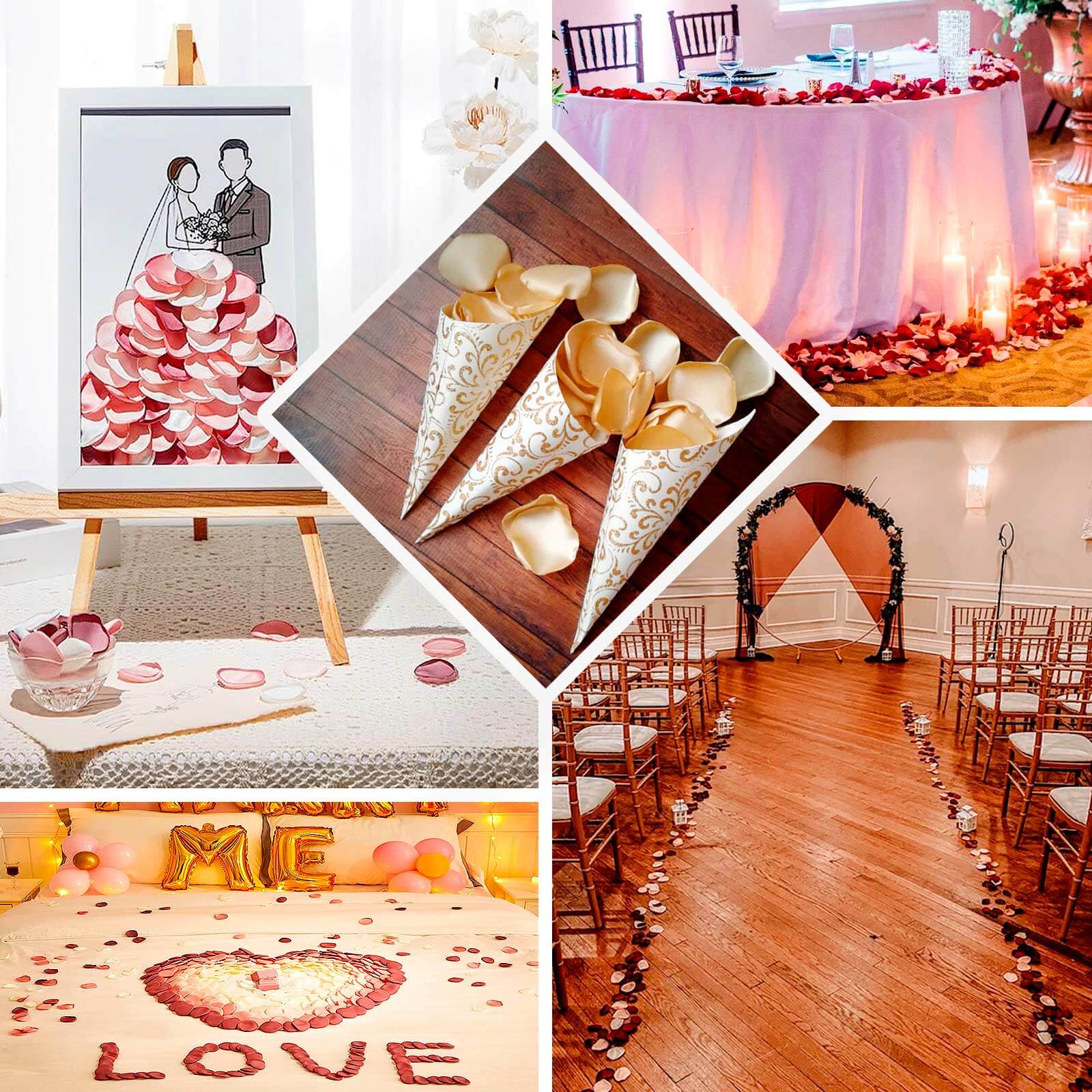 400-Pack Rose Petals Life-Like Flower Confetti Gold Matte Silk Round - Perfect for Event Tables 2