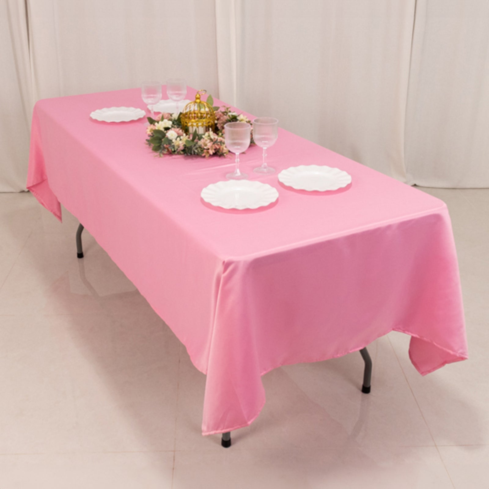 Lamour Satin 60x102 Rectangle Tablecloth Pink - Durable & Silky Soft Feel Table Cover