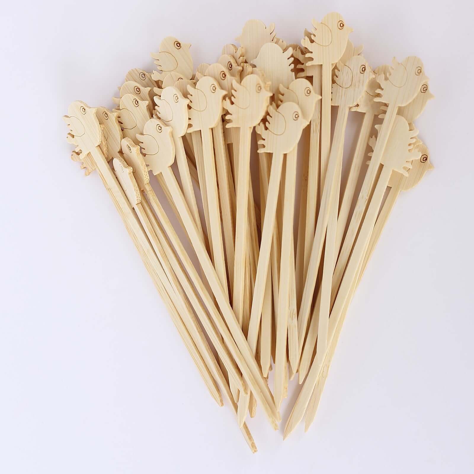 100-Pack Bamboo Cocktail Sticks Bird Design Eco Friendly Natural - Biodegradable Fruit Appetizer Party Picks 5