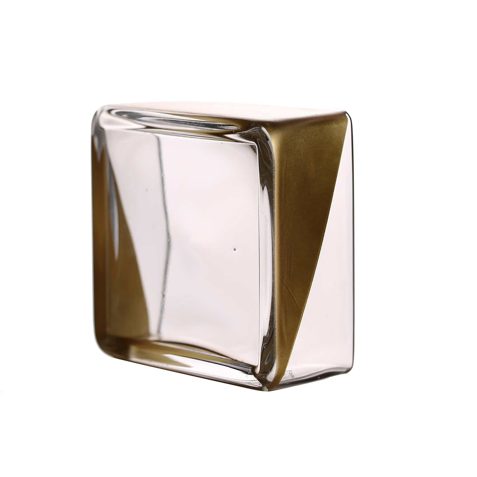 2-Pack Glass Vases Square Design Gold Dipped - Decorative Candle Holders for Floral Centerpieces 6