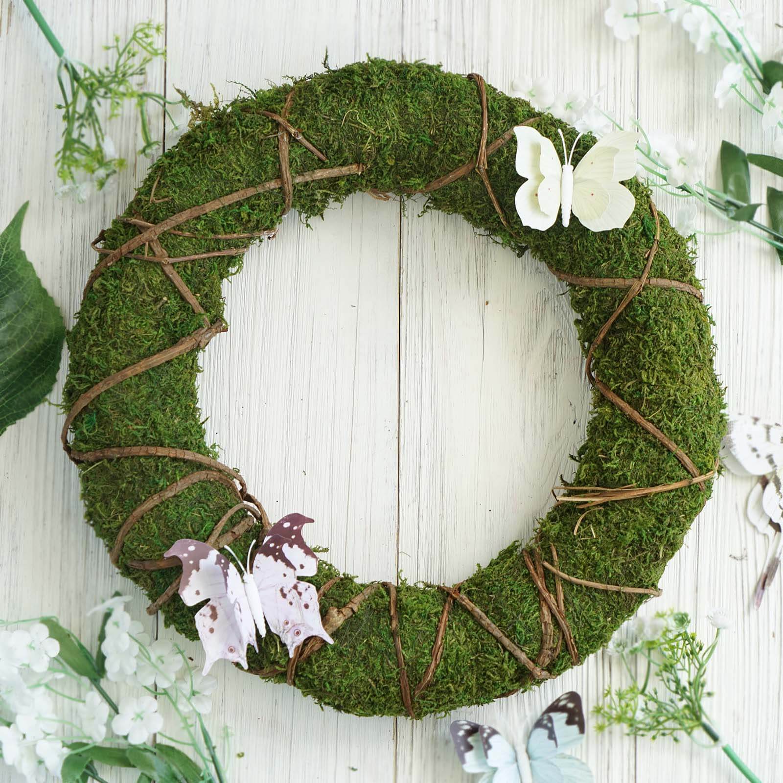 2 Pack 14 Green Natural Preserved Moss Wreaths With Twine Twig Wrap