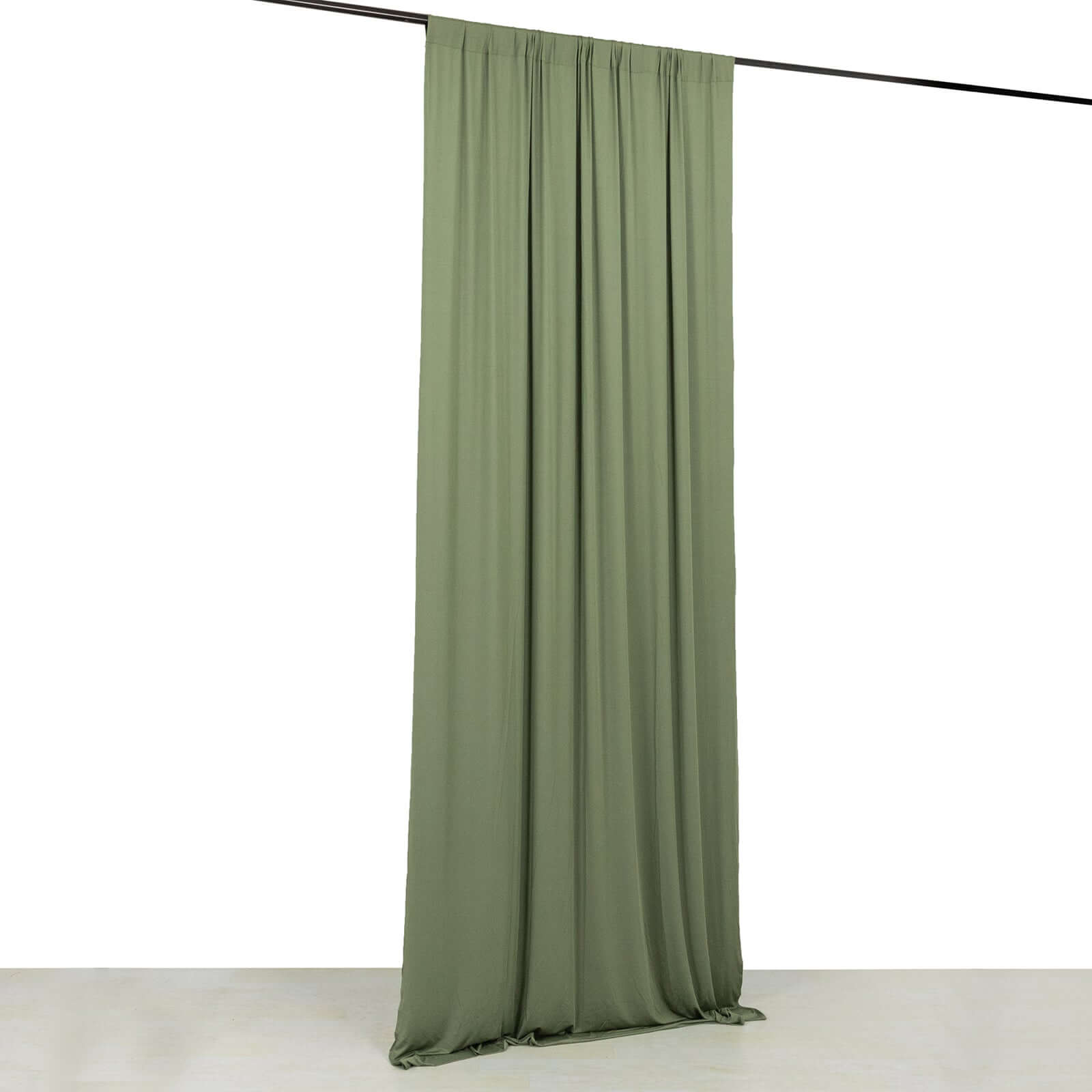 Dusty Sage Green 4-Way Stretch Spandex Event Curtain Drapes, Wrinkle Free Backdrop Event Panel with Rod Pockets - 5ftx10ft