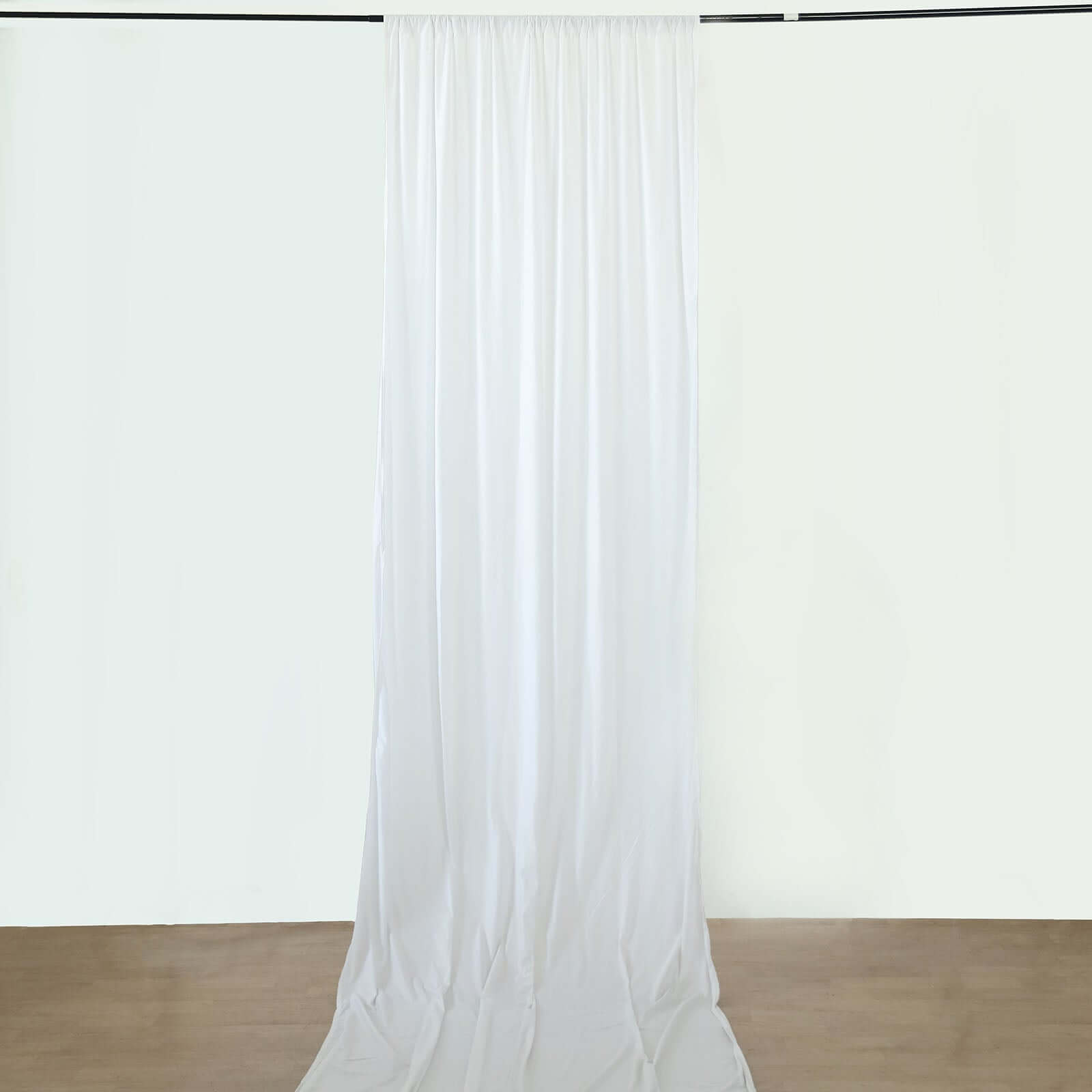 White Scuba Polyester Ceiling Drape Backdrop Curtain Panel, Commercial Grade Fire Retardant Wrinkle Free Draping Fabric With Rod Pockets - 5ftx20ft