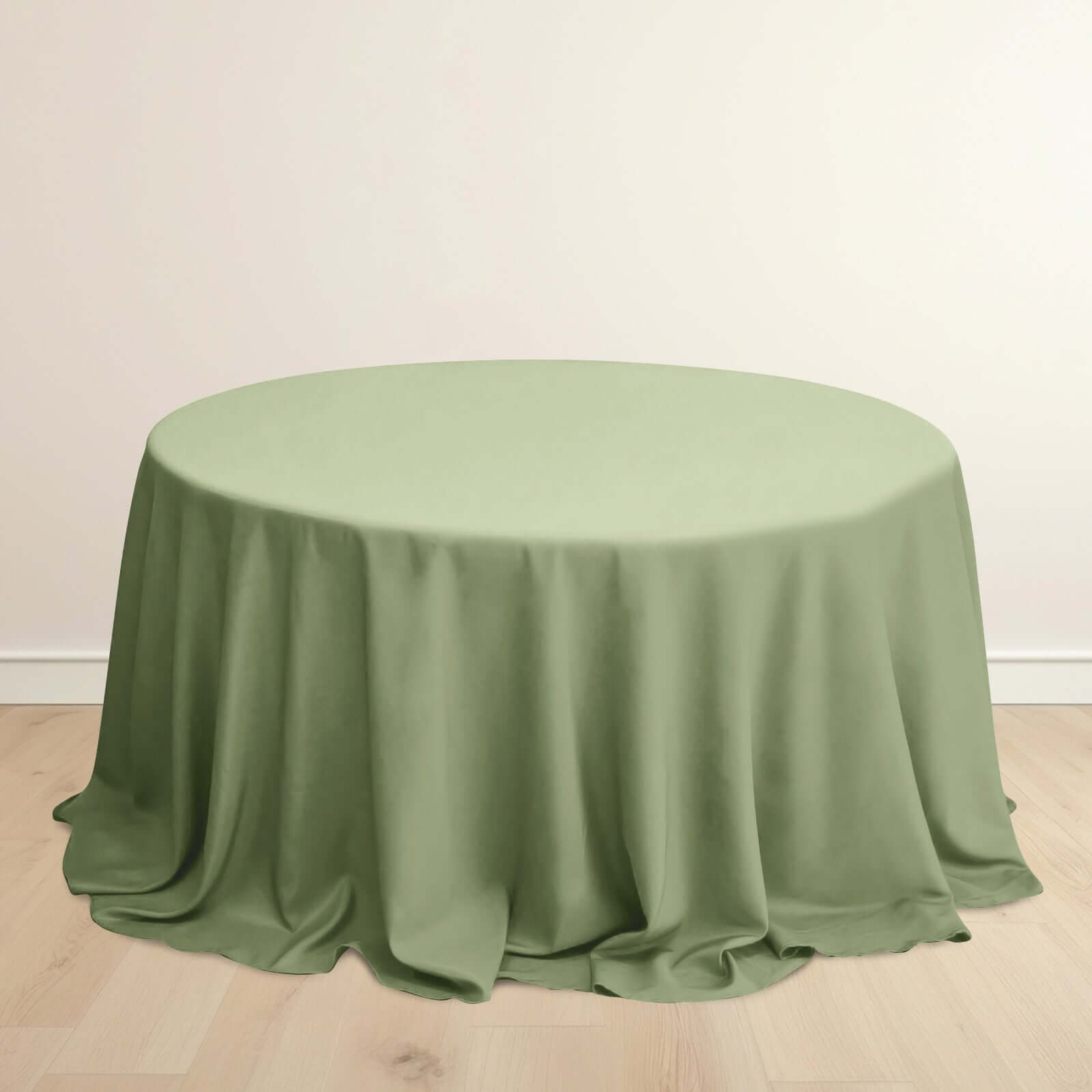 Premium Scuba Round 132 Tablecloth Dusty Sage Green - Wrinkle Free & Stain Resistant Seamless Table Cover