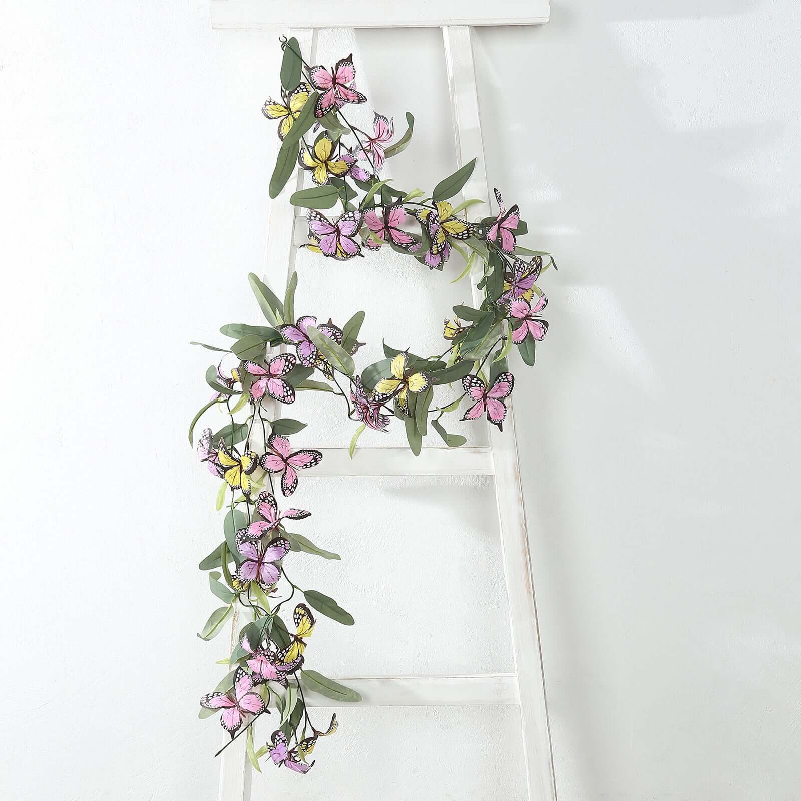 3 Pack Artificial Butterfly Garland Vines with Willow Greenery Leaves, Faux Flowers Garland - 6ft