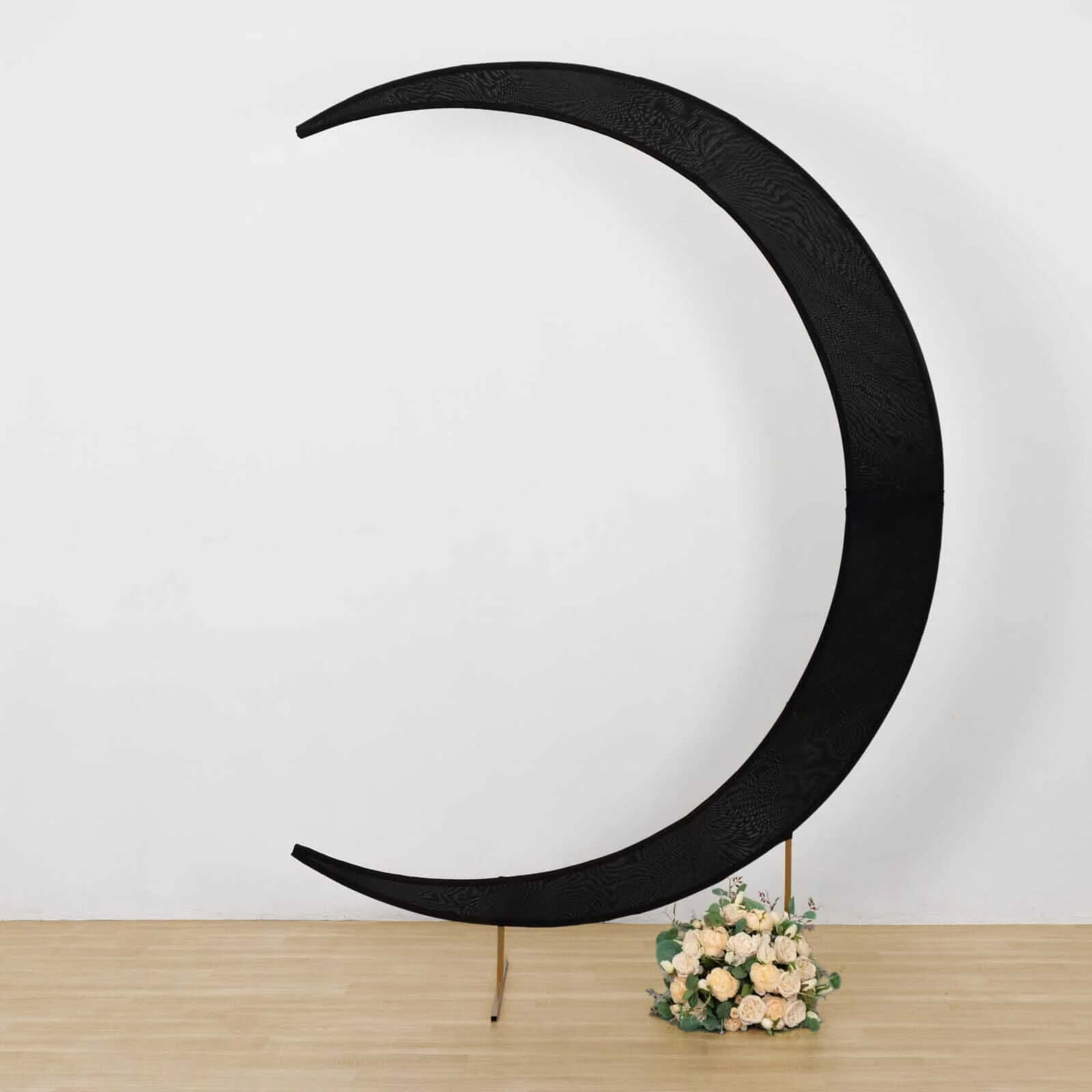 7.5ft Black Spandex Crescent Moon Wedding Arch Cover, Custom Fitted Chiara Backdrop Stand Cover