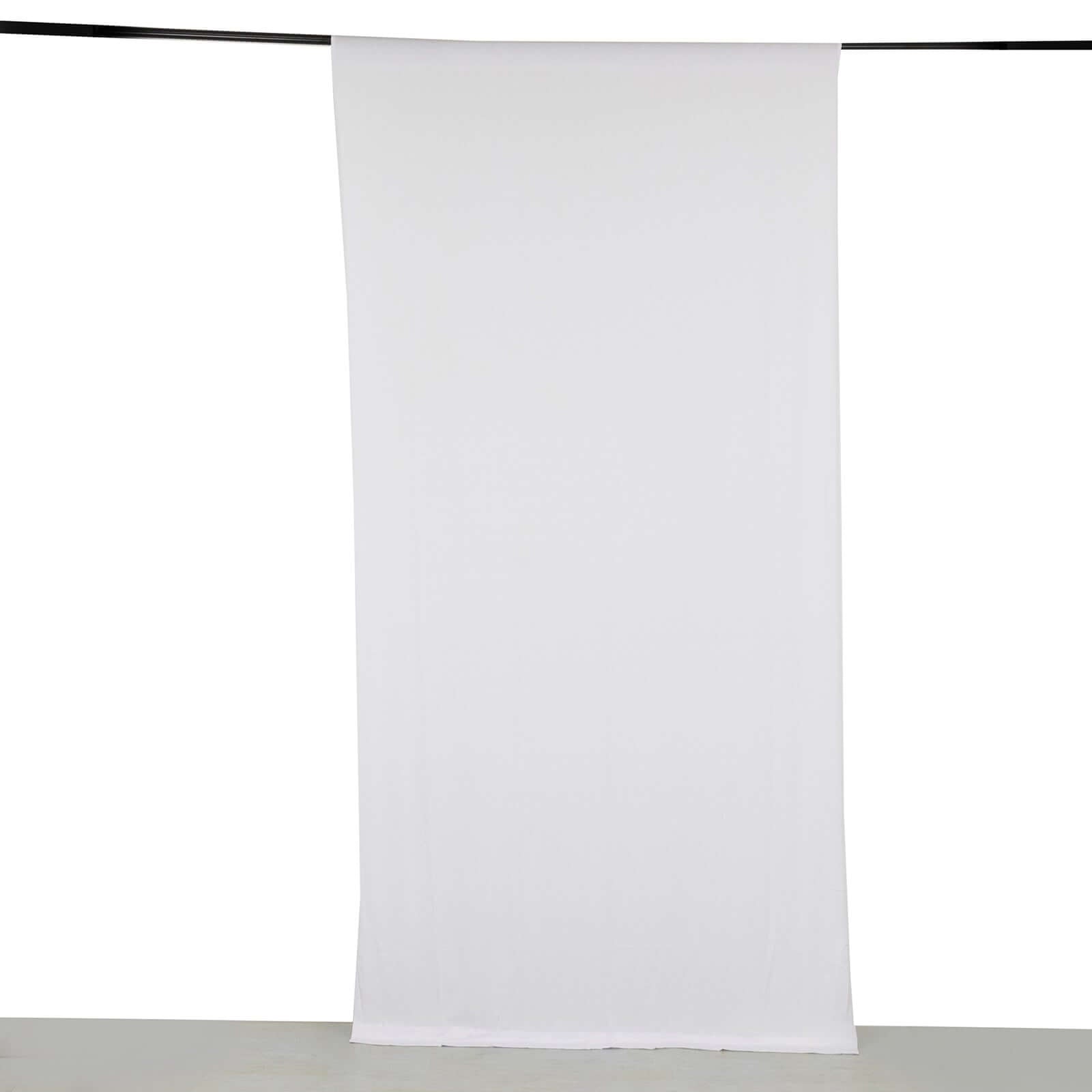 White 4-Way Stretch Spandex Event Curtain Drapes, Wrinkle Free Backdrop Event Panel with Rod Pockets - 5ftx10ft