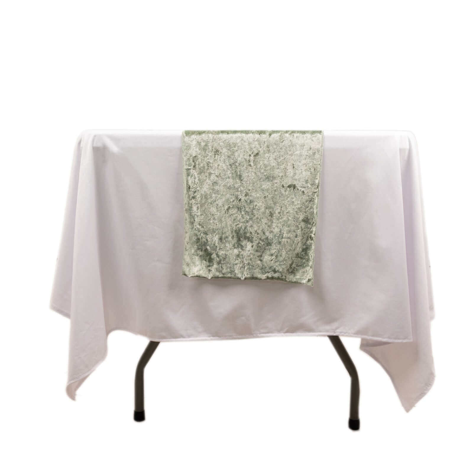 Premium Crushed Velvet 12x108 Table Runner Sage Green - Soft & Wrinkle-Resistant Table Linen