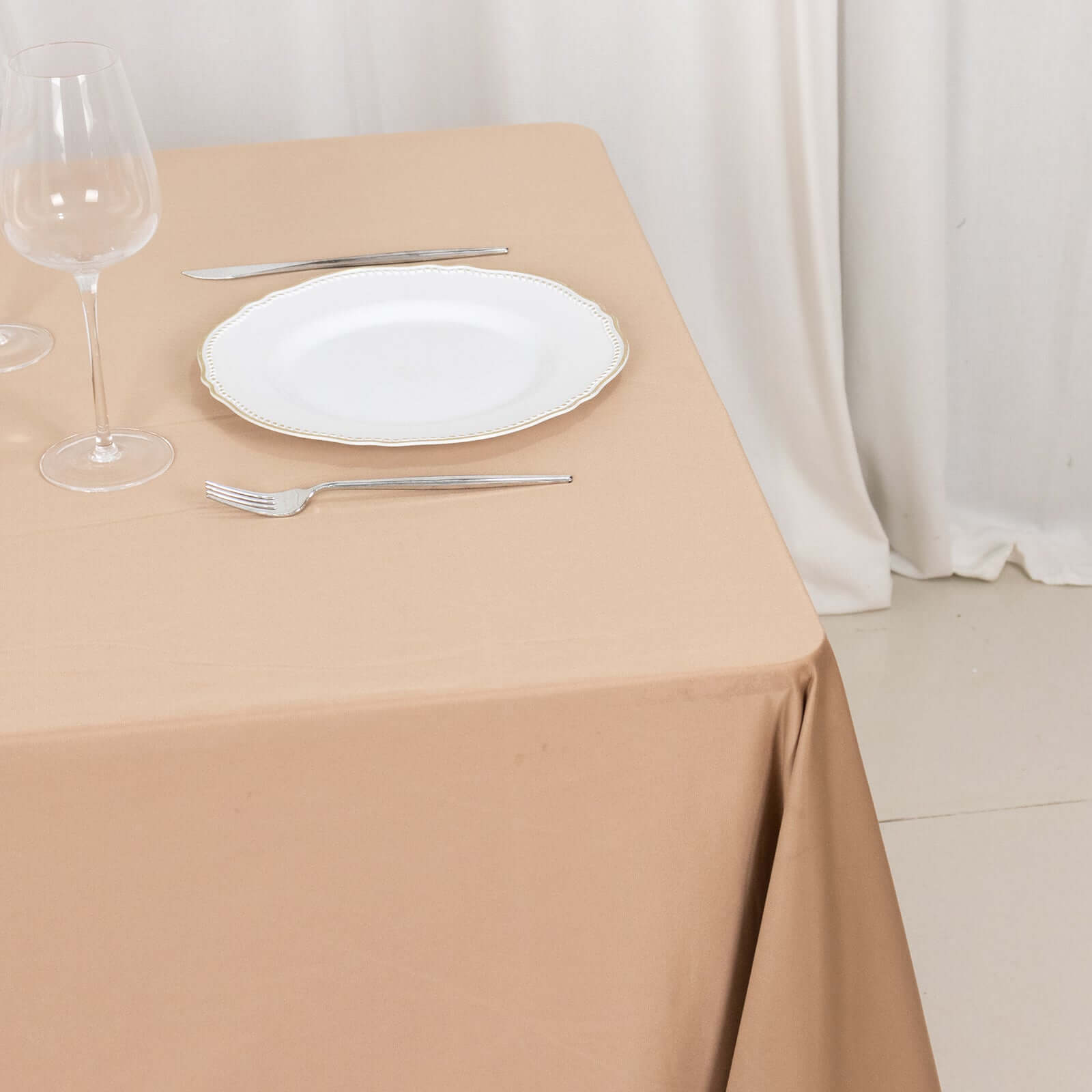 Premium Scuba Square 70x70 Tablecloth Nude - Wrinkle Free & Stain Resistant Table Cover