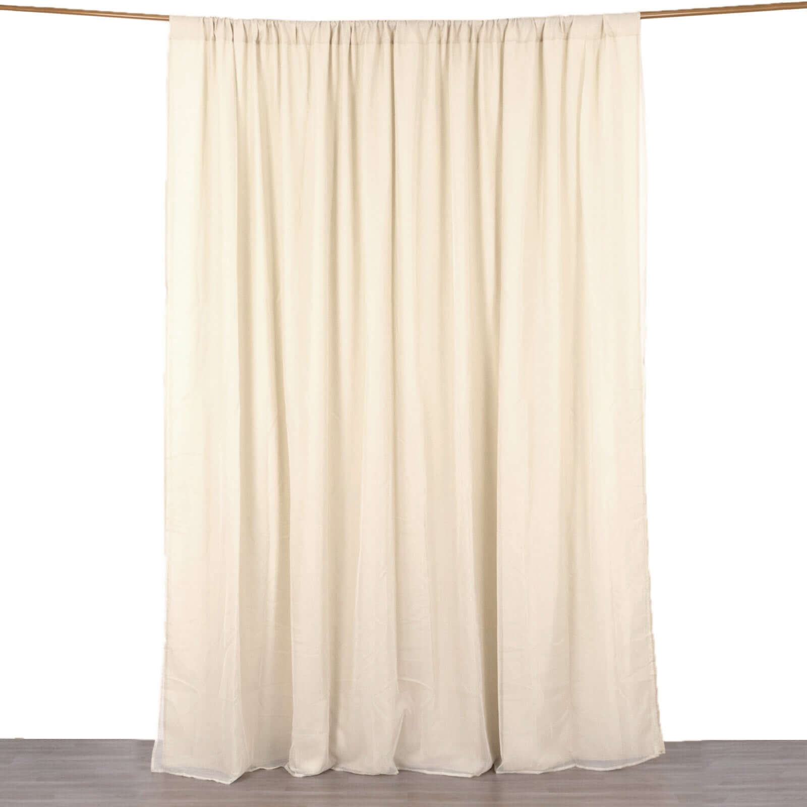 Beige Chiffon Polyester Event Curtain Drapes, Dual Layer Divider Backdrop Curtain Panels with Rod Pockets - 10ftx10ft