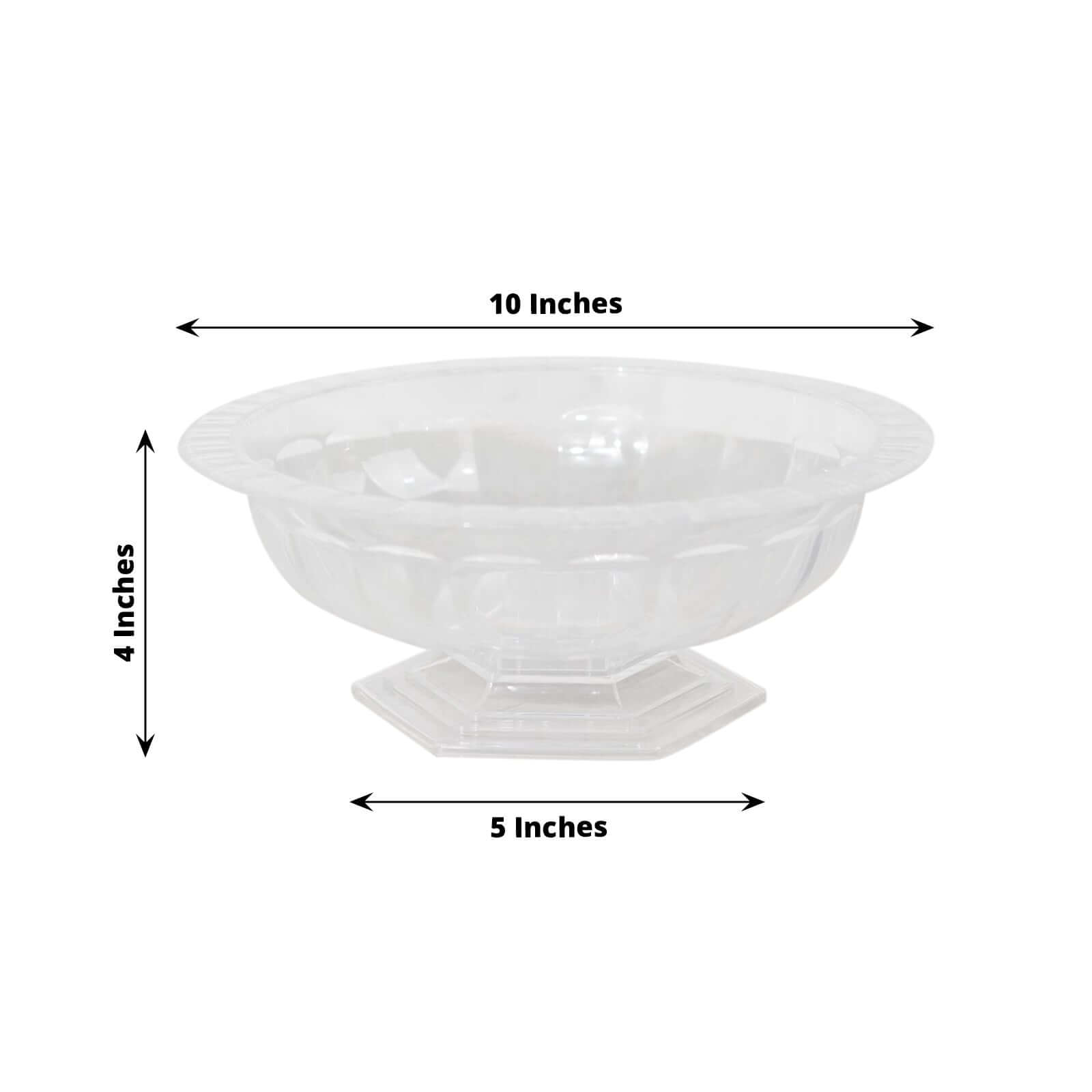 3-Pack Plastic Footed Compote Bowl Flower Vases Roman Style Clear - Round Decorative Pedestal Table Centerpieces 10