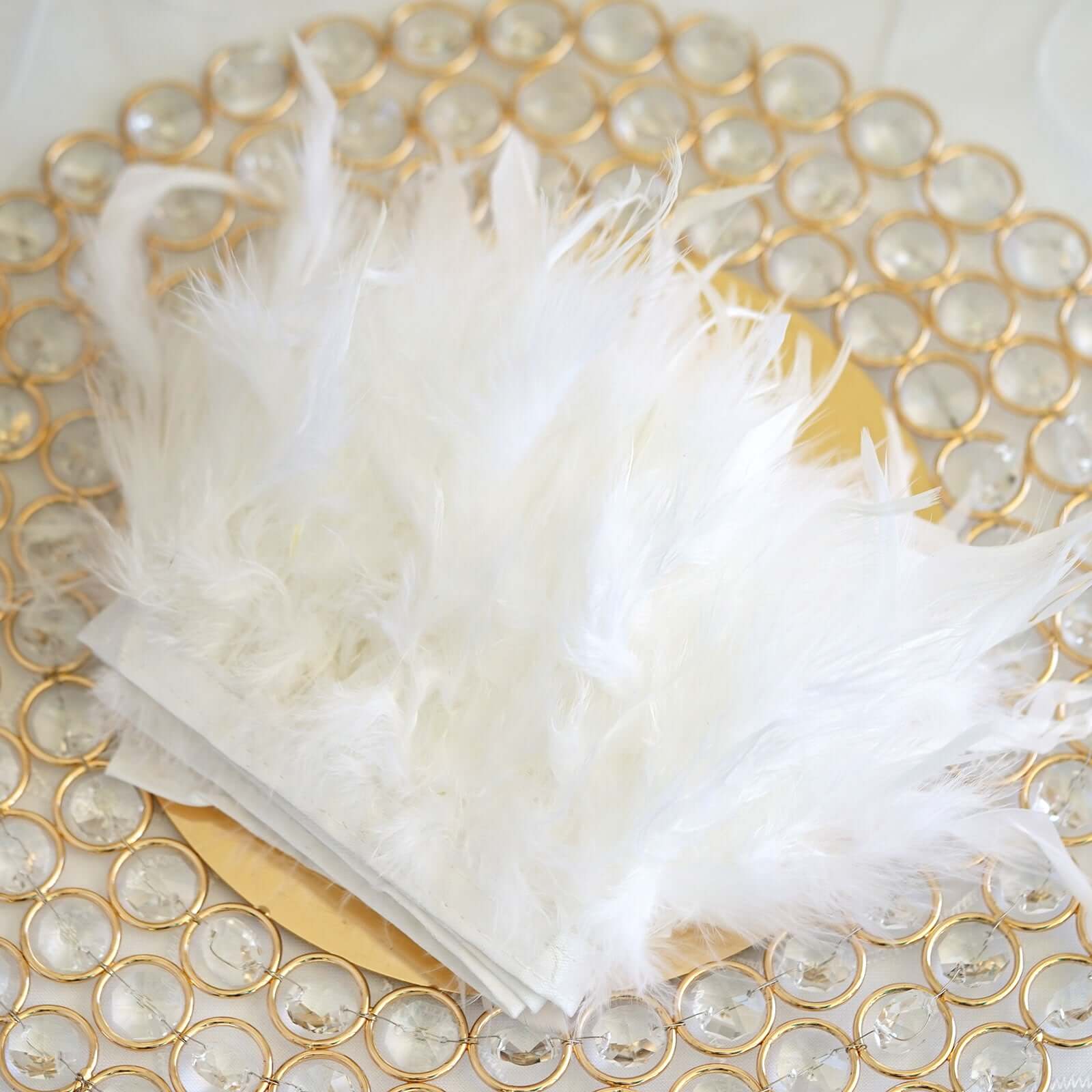 39 White Real Turkey Feather Fringe Trim With Satin Ribbon Tape