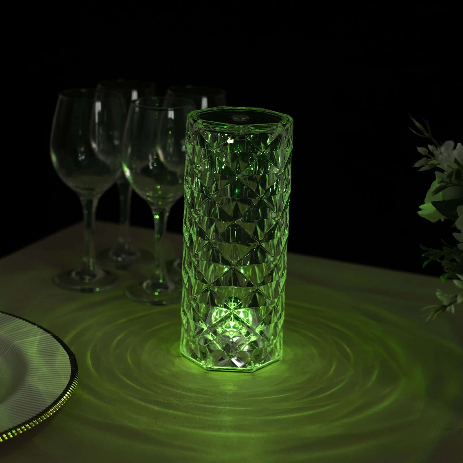 Acrylic LED Pillar Lamp Rose Diamond Design Color Changing - Touch + Remote Operated Table Light 3.5x8.5