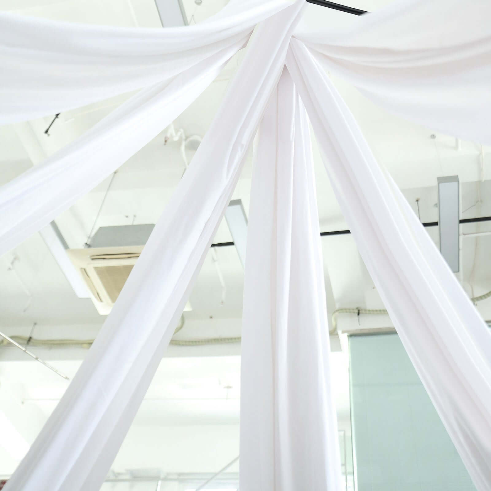 White Scuba Polyester Ceiling Drape Backdrop Curtain Panel, Commercial Grade Fire Retardant Wrinkle Free Draping Fabric With Rod Pockets - 5ftx40ft