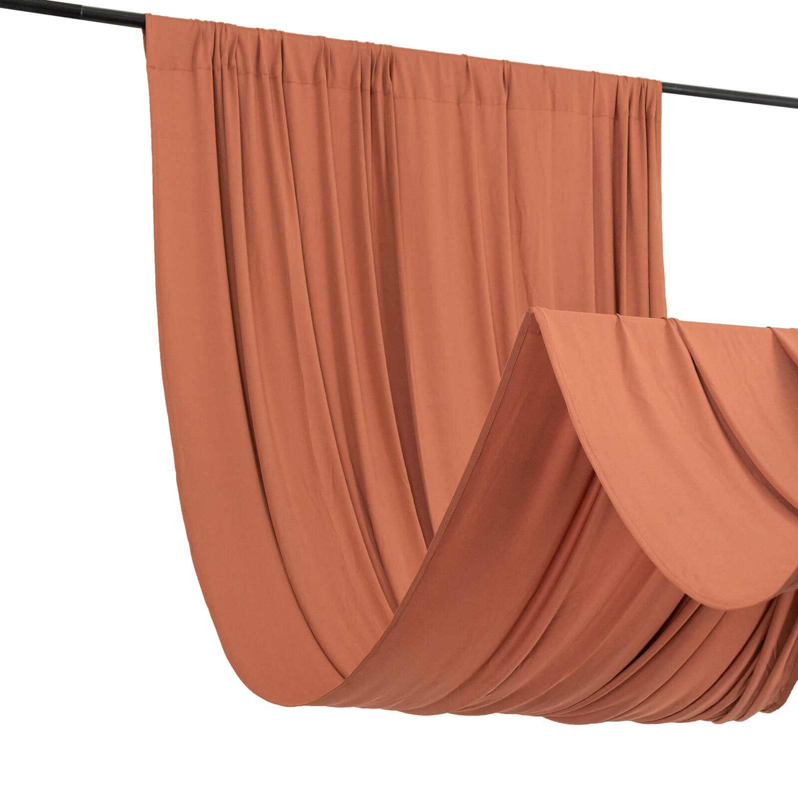 Terracotta (Rust) 4-Way Stretch Spandex Event Curtain Drapes, Wrinkle Free Backdrop Event Panel with Rod Pockets - 5ftx10ft