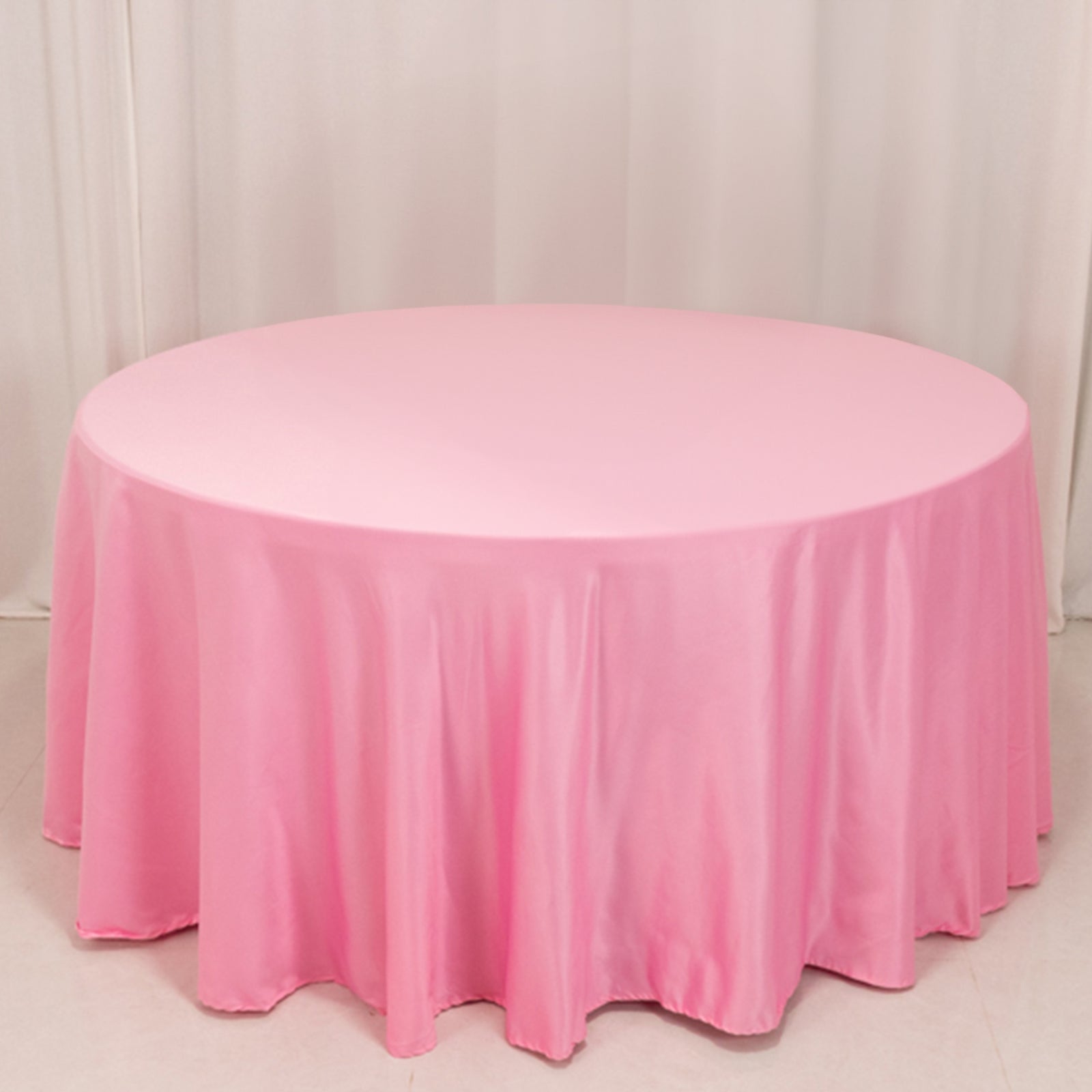 Lamour Satin 120 Round Tablecloth Pink - Seamless Table Cover with Soft Tempered Sheen