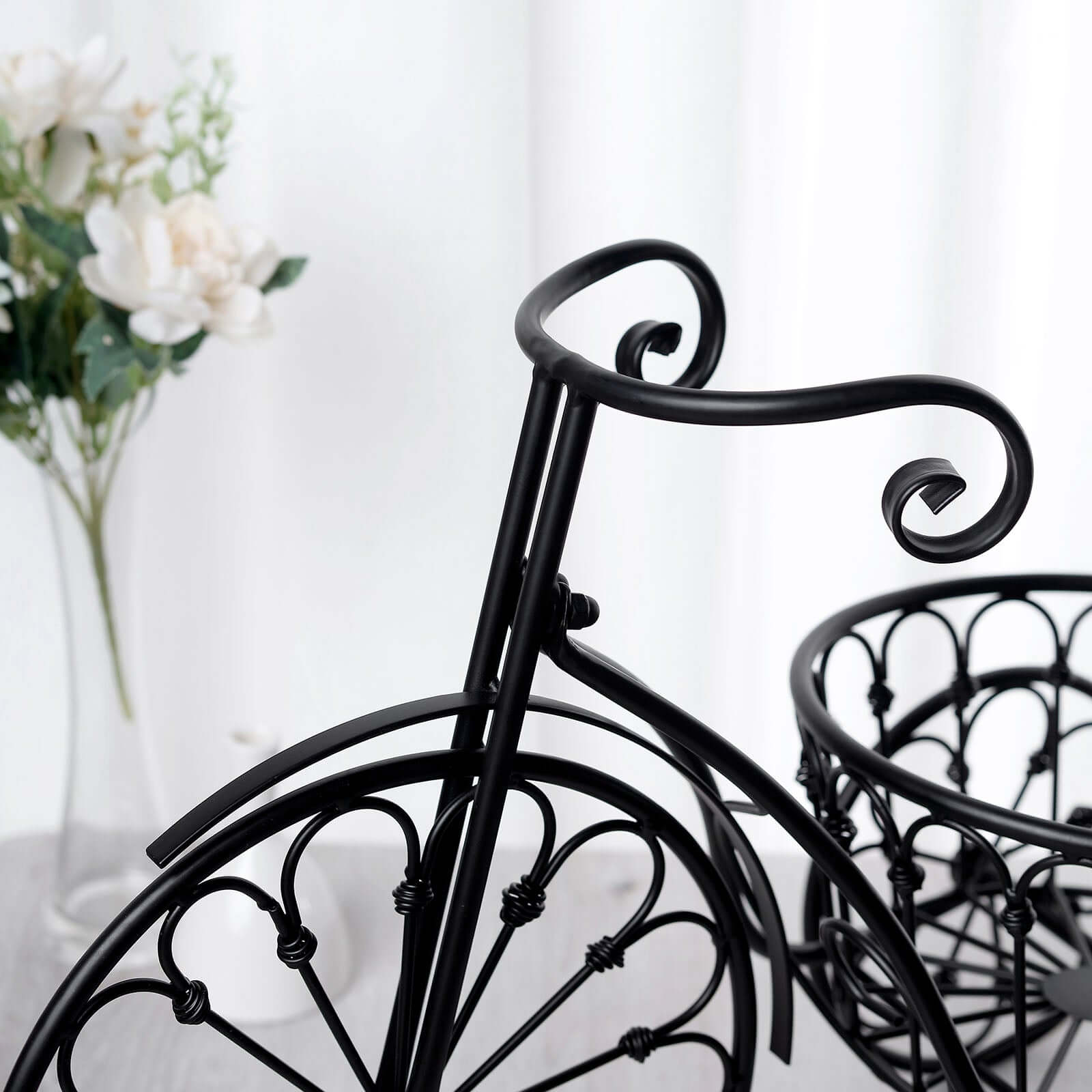 Tricycle Planter Basket Black Decorative Design - Metal Indoor/Outdoor Plant Stand 22