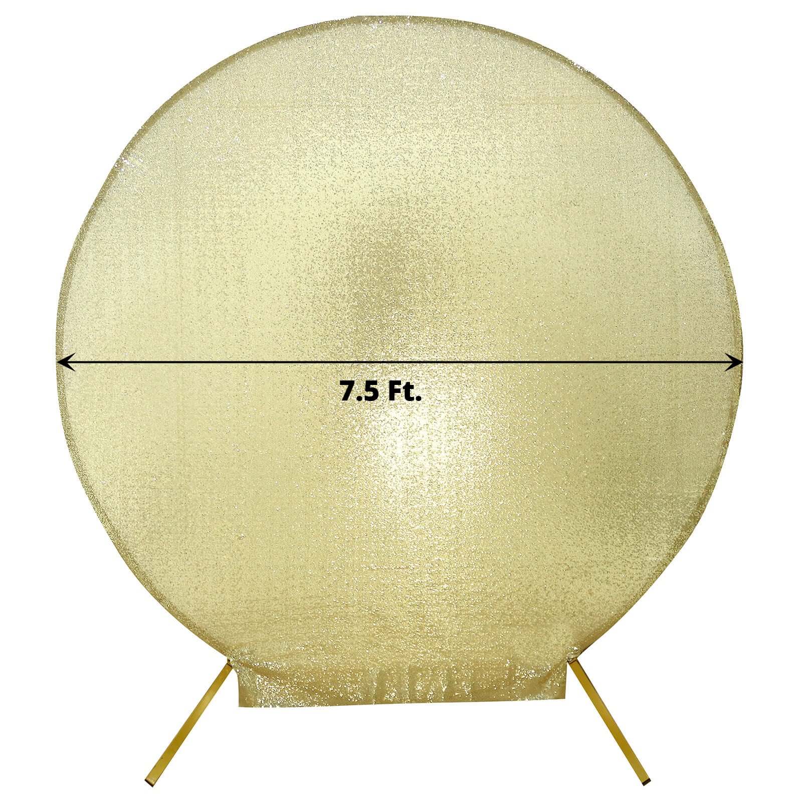 7.5ft Champagne Sparkle Sequin Round Wedding Arch Cover, Shiny Shimmer Photo Backdrop Stand Cover, 2-Sided Custom Fit