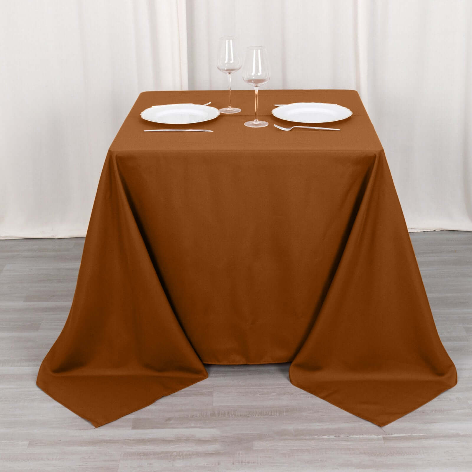 Polyester Square 90x90 Tablecloth Cinnamon Brown - Wrinkle-Resistant & Durable Table Cover