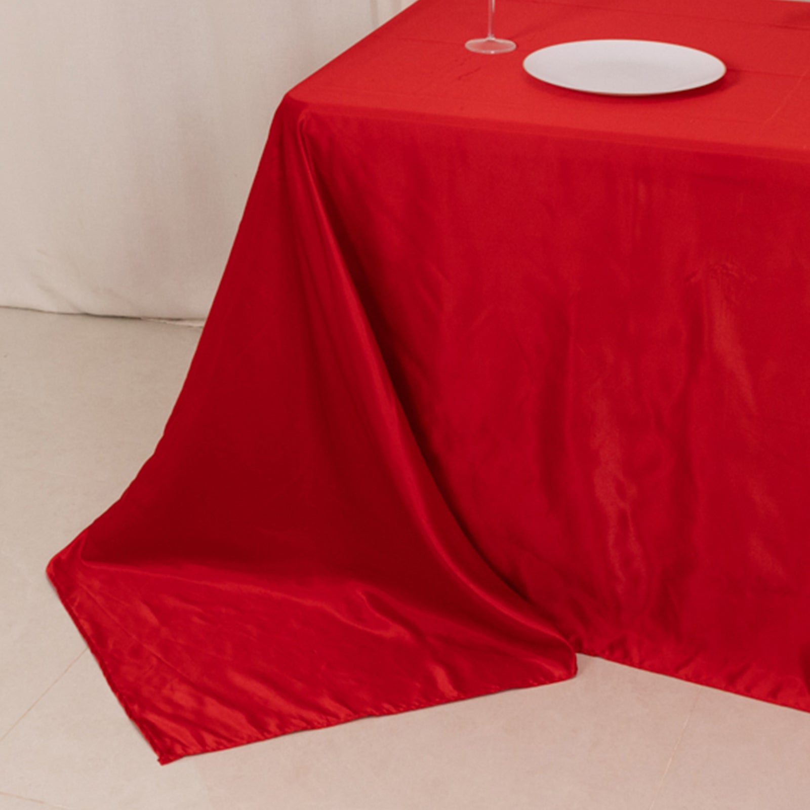 Lamour Satin 90x132 Rectangle Tablecloth Red - Soft & Silk-Like Seamless Table Cover