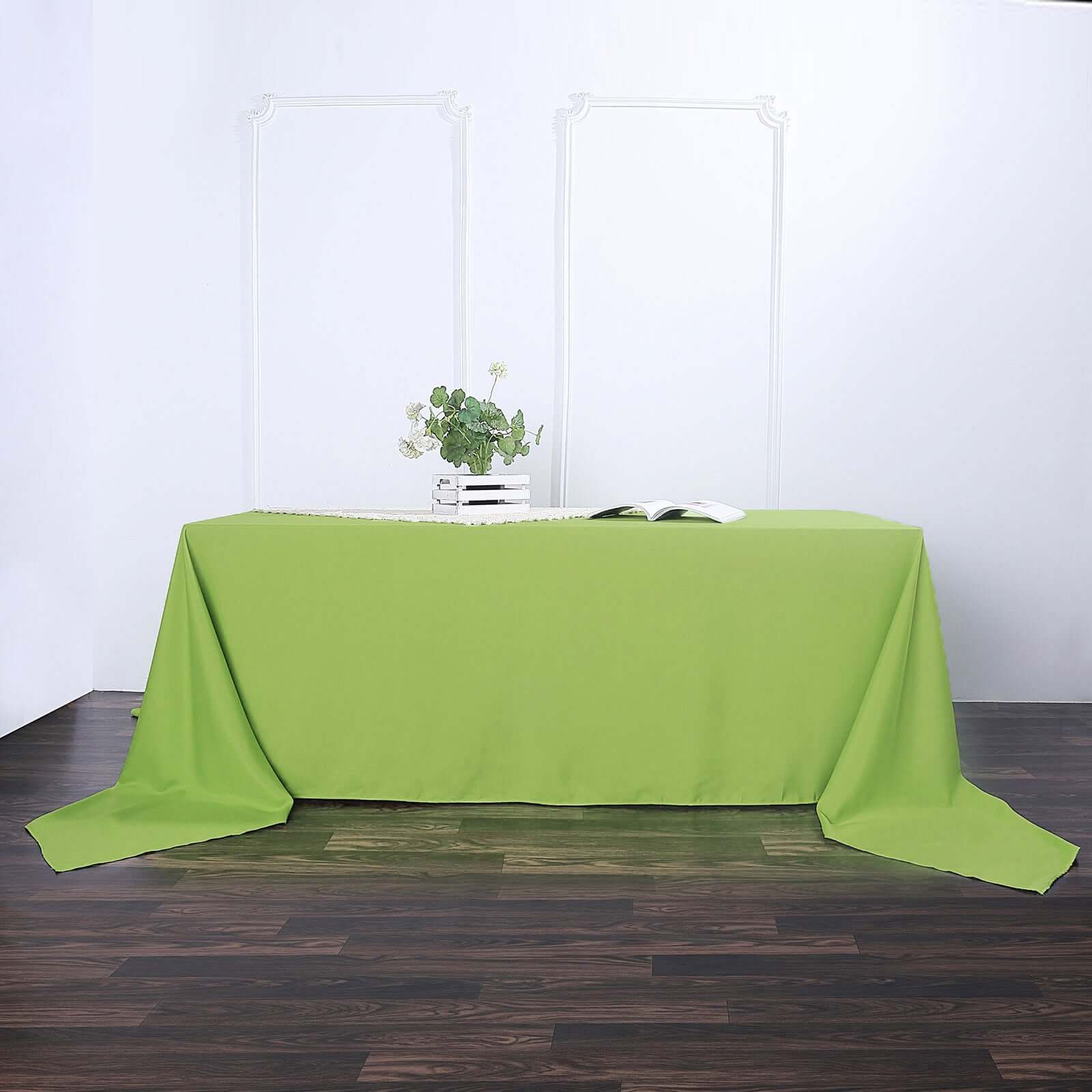 Polyester 90x156 Rectangle Tablecloth Apple Green - Seamless Wrinkle-Resistant Table Cover