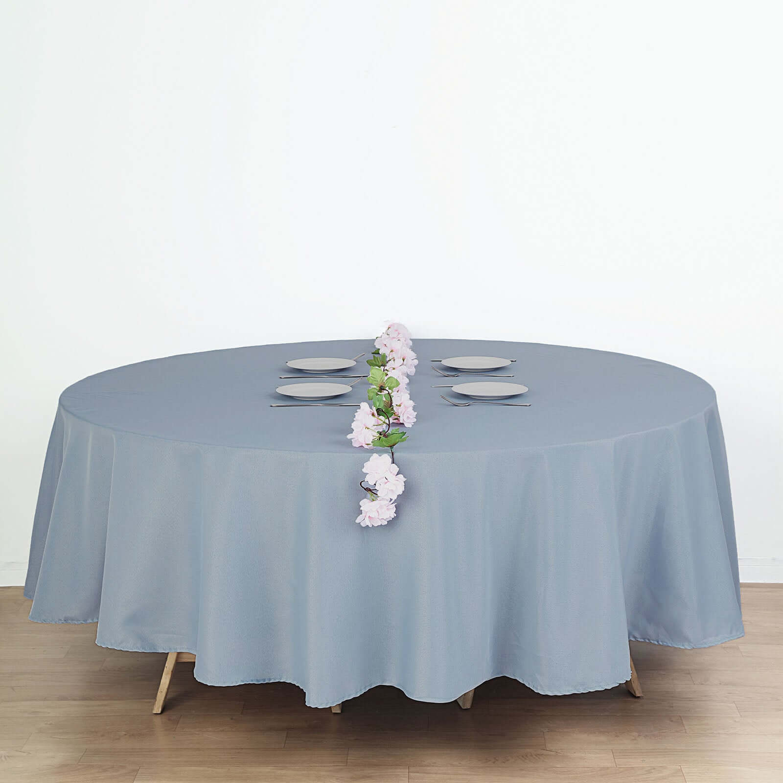 Polyester 108 Round Tablecloth Dusty Blue - Wrinkle-Resistant Table Cover