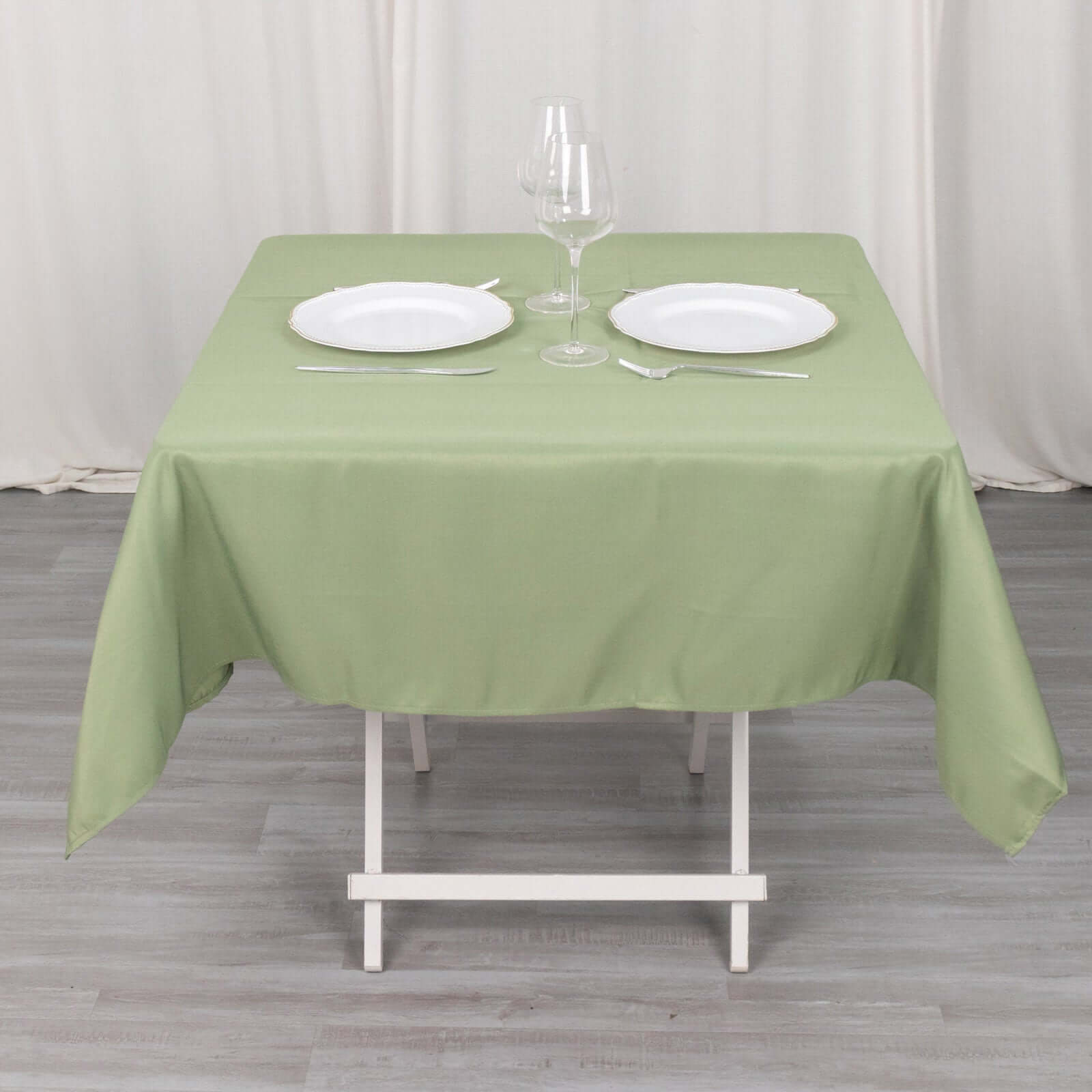 Premium Polyester 54x54 Square Tablecloth Dusty Sage Green - 220GSM Stain and Wrinkle-Resistant Table Cover