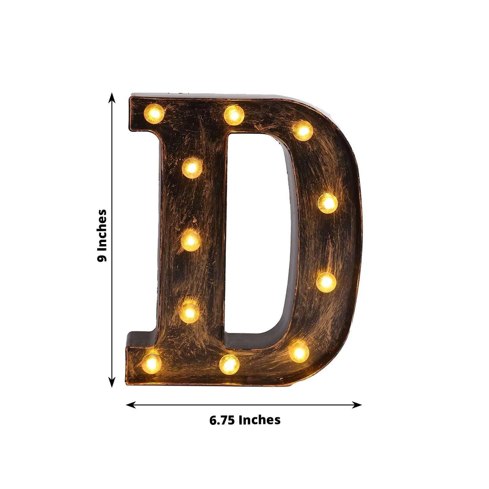 LED Marquee Letter D Industrial Style Antique Black - Light-Up Alphabet Sign for Weddings & Displays 9