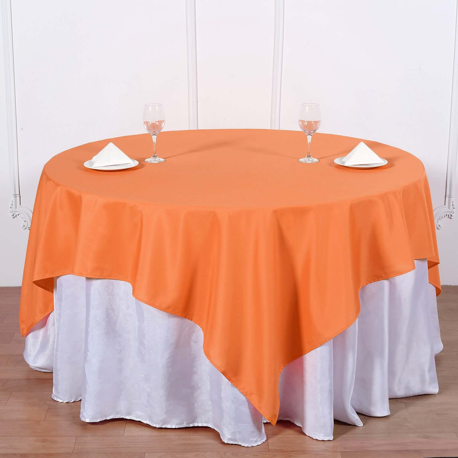 Polyester 70x70 Table Overlay Square Tablecloth Orange - Wrinkle-Resistant & Durable Table Cover