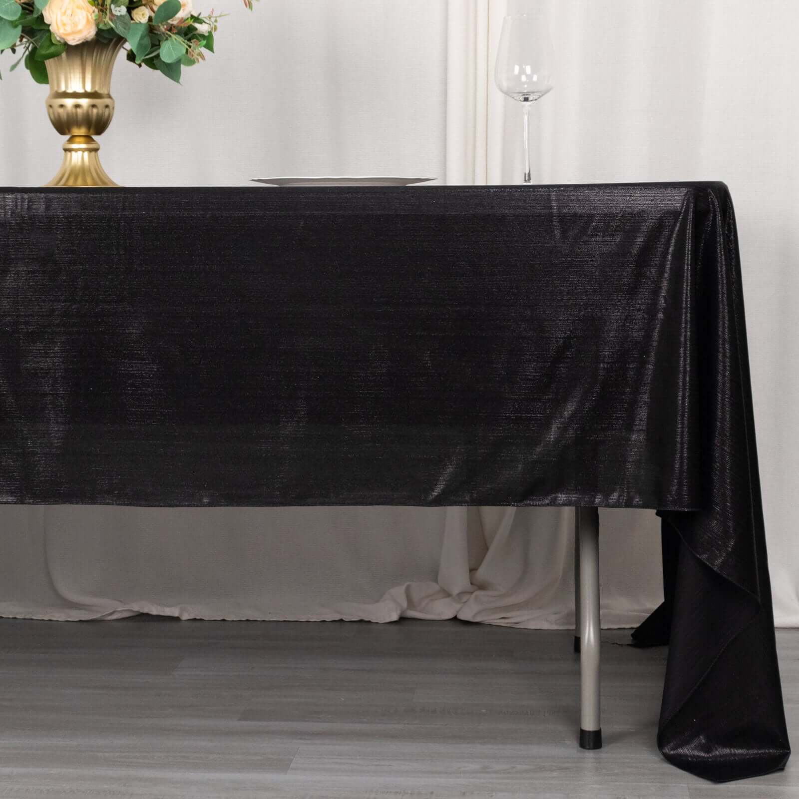 Sequin Dots Polyester 60x126 Rectangle Tablecloth Shimmering Black - Wrinkle Free & Sparkling Table Cover