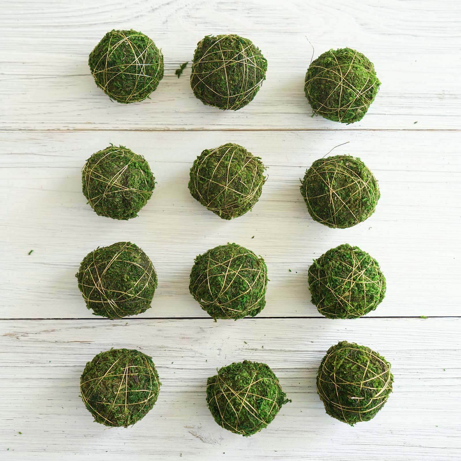 12-Pack Moss Ball Vase Fillers Handmade with Golden Twine Natural Preserved - DIY Decorative Craft Projects 2