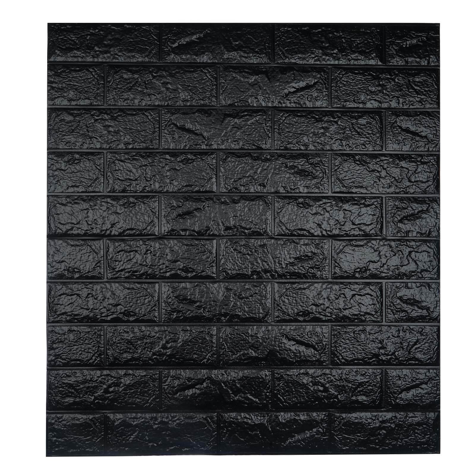 10 Pack Black foam Brick Peel And Stick 3D Wall Tile Panels - Covers 58sq.ft