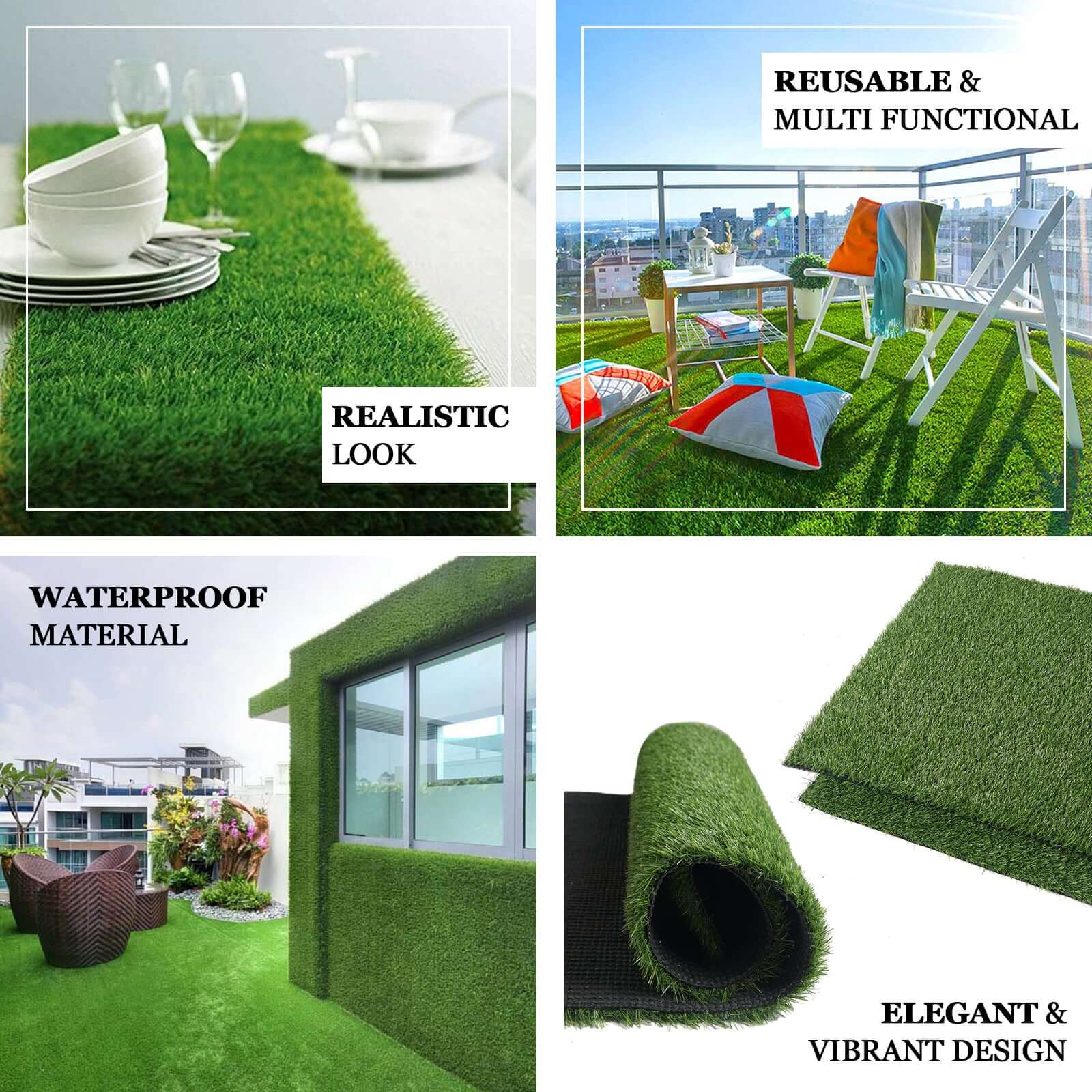 Synthetic Garden Mat Artificial Grass Rug Green - Versatile Landscape Turf for Indoor and Outdoor Use 5ftx3ft