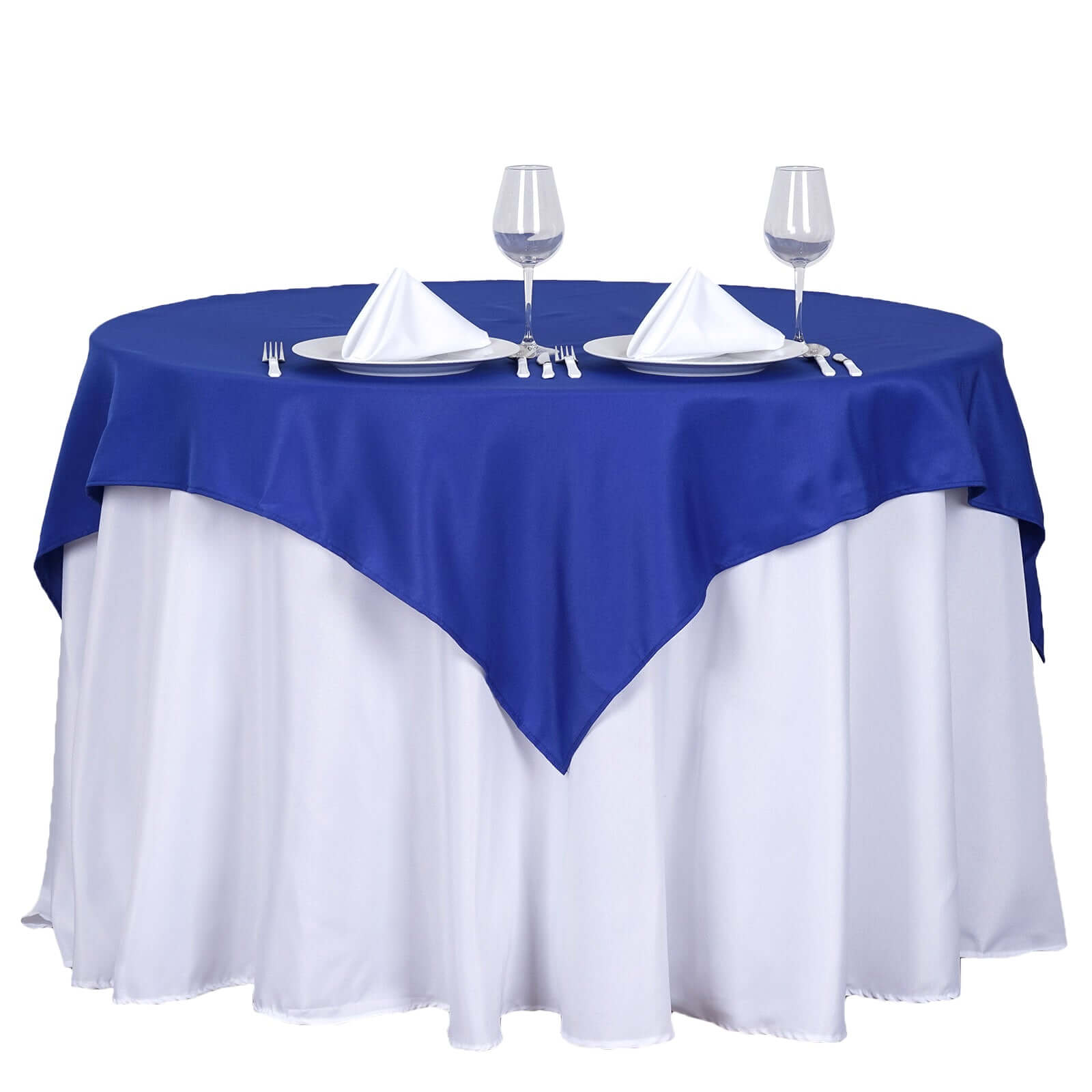 Polyester 54x54 Table Overlay Square Tablecloth Royal Blue - Wrinkle-Resistant & Durable Table Cover