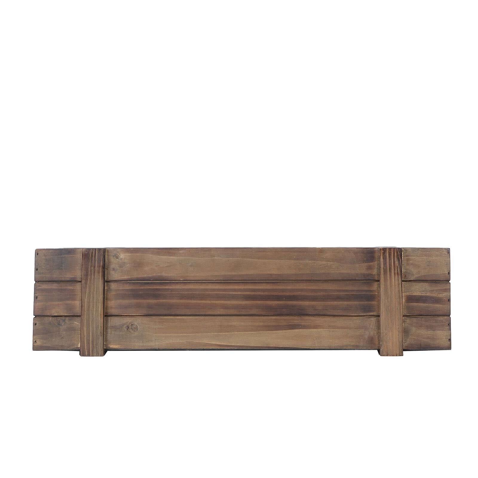 Rustic Wood Planter Box Smoked Brown - Durable Event Decor with Removable Plastic Liner 24x6