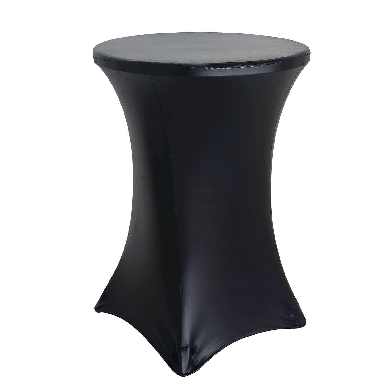 Metallic Spandex 32 Fitted Round Cocktail Table Cover Black Highboy Tablecloth - Stretch Fit & Water-Resistant