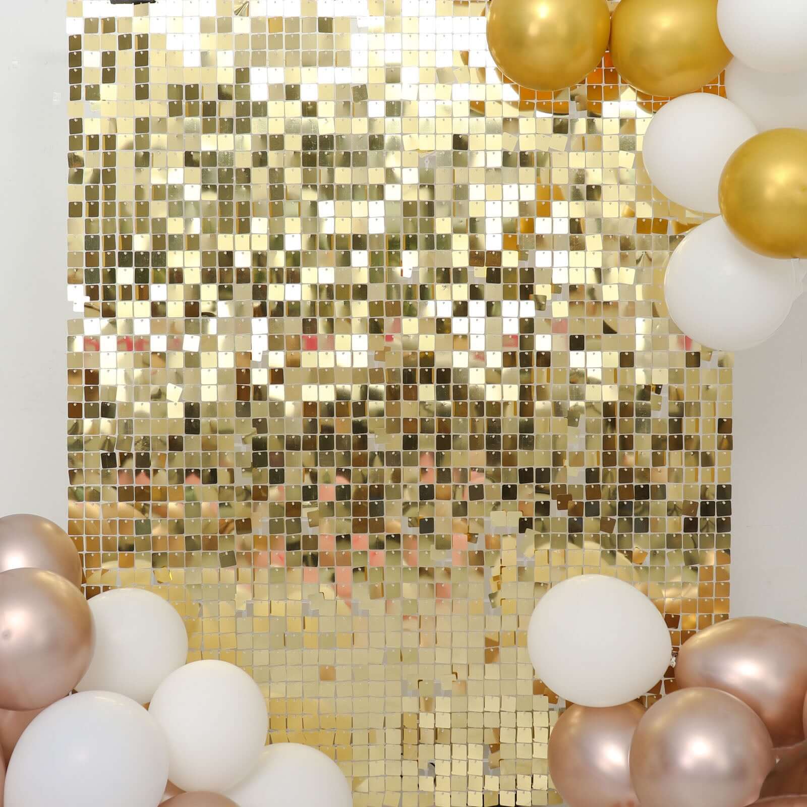 10sq.ft Shiny Gold Square Sequin Shimmer Wall Party Photo Backdrop, Active Spangle Wall Art Décor Panels - 10 Panels