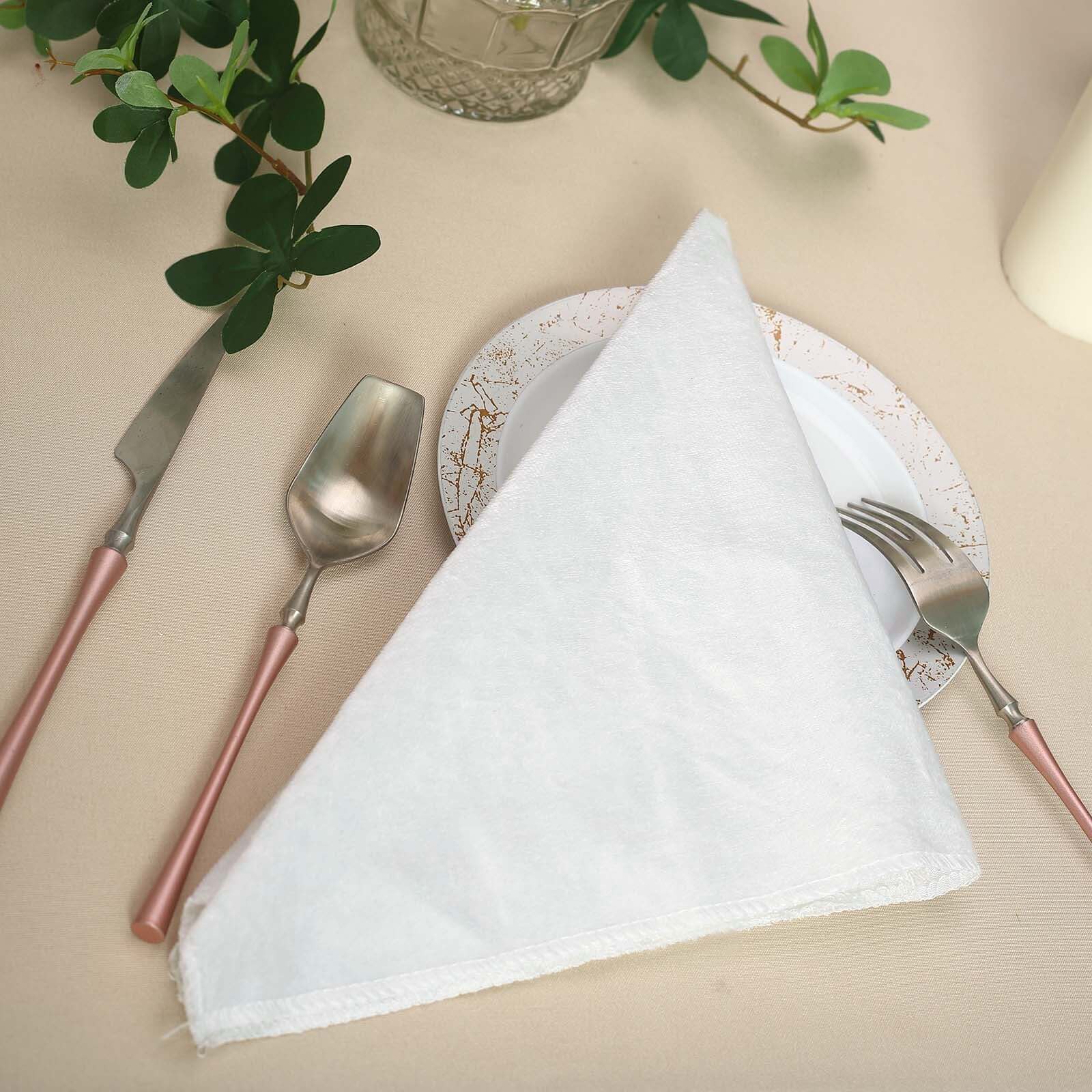 5 Pack Premium Velvet 20x20 Napkins White - Soft Sheen Finish Cloth Napkins