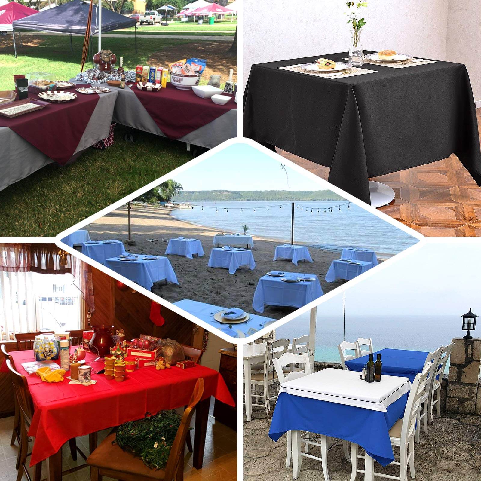 Polyester 70x70 Table Overlay Square Tablecloth Blush - Wrinkle-Resistant & Durable Table Cover