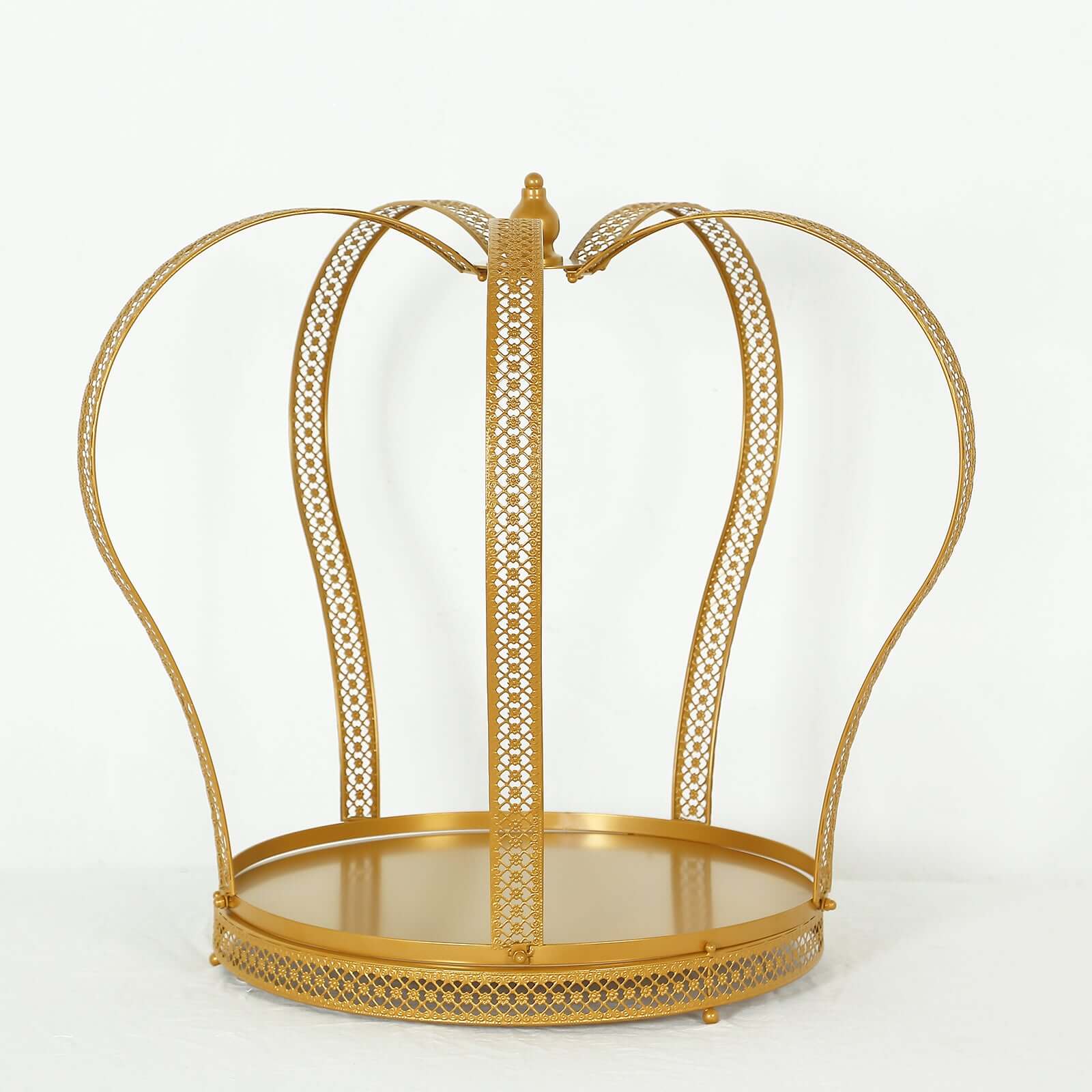 Metal Wedding Cake Stand 26 Gold Princess Crown Style - Exquisite Cupcake Display Holder Centerpiece for Fairy Tale Weddings & Chic Dessert Presentations