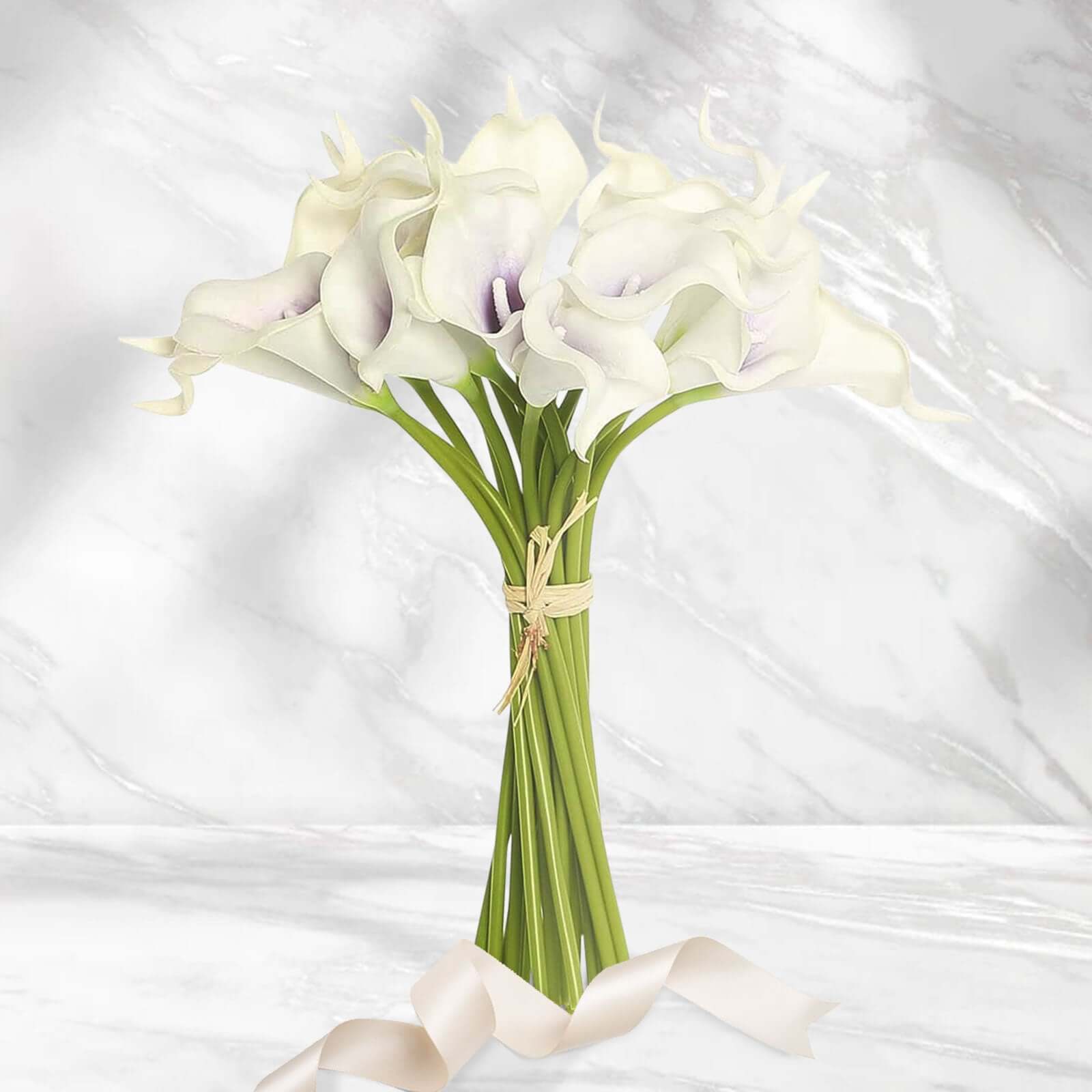 20 Stems 14 White Purple Artificial Poly Foam Calla Lily Flowers