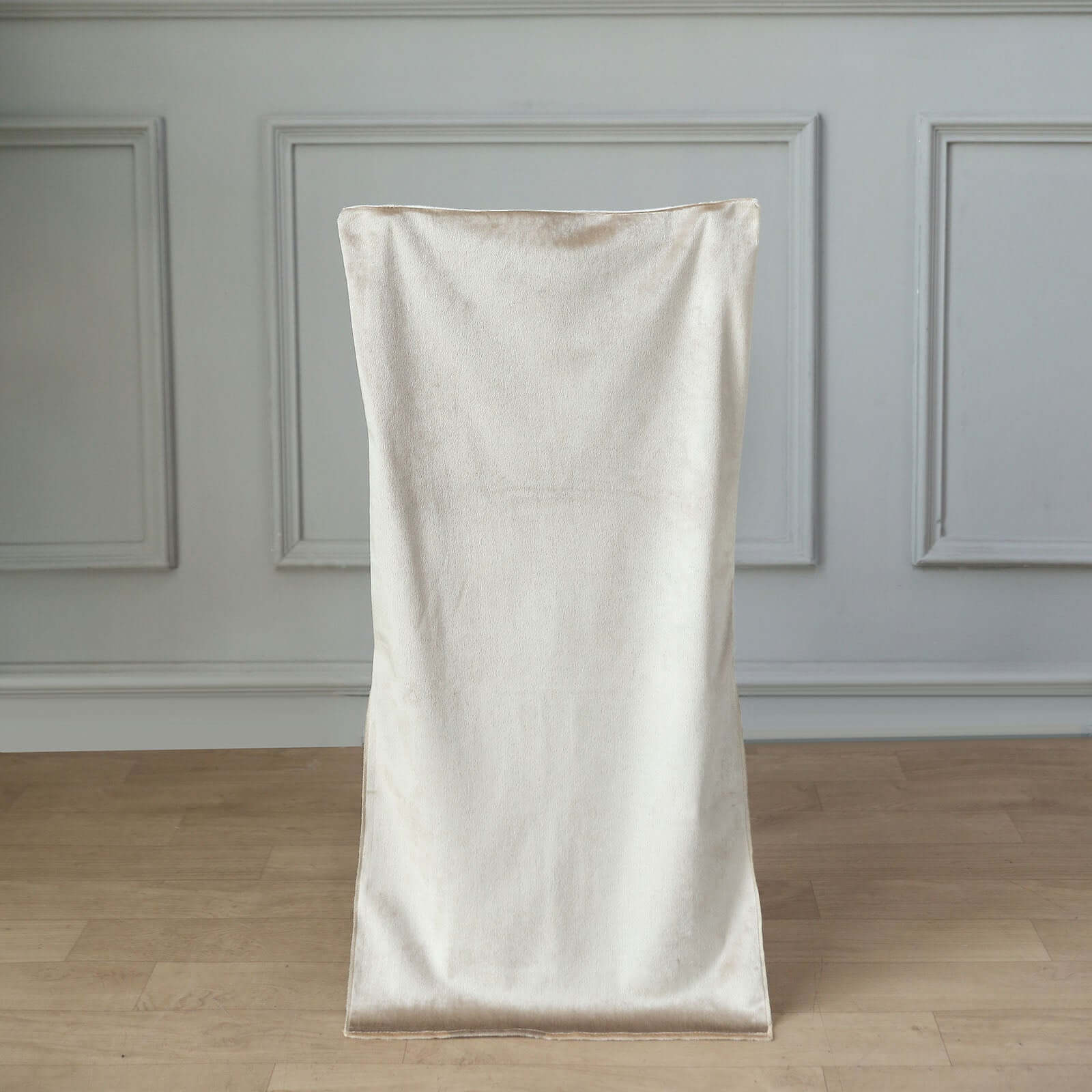 Velvet Chair Back Slipcover for Chiavari Chairs Champagne - Soft and Smooth Solid Chair Back Cover Cap