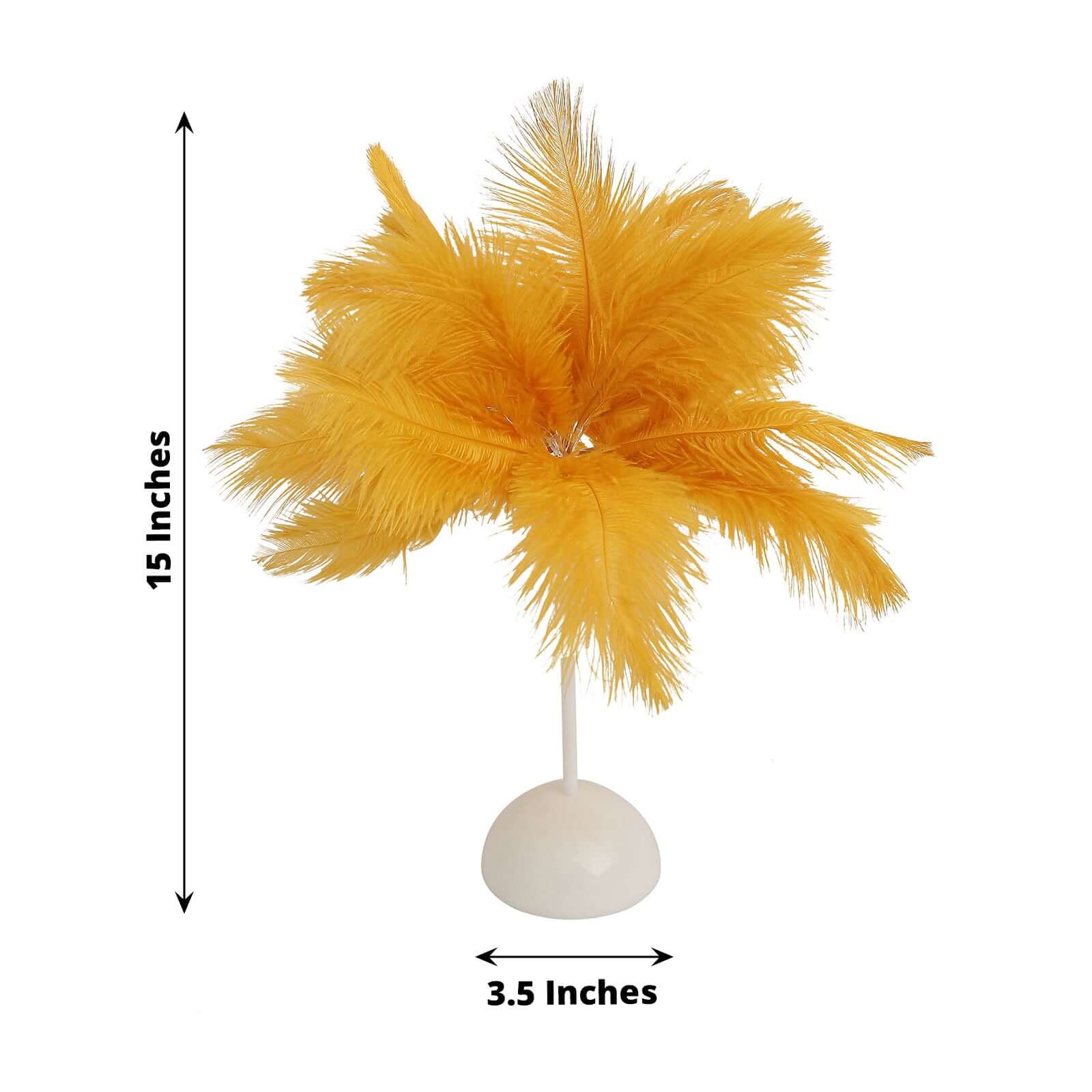 Table Lamp Ostrich Feather Design Gold LED Battery Operated - Cordless Wedding Centerpiece 15