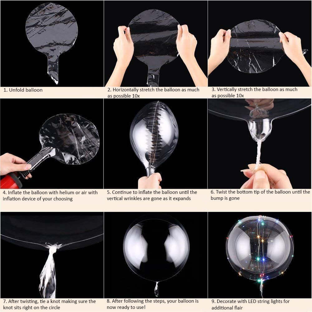 24 Clear Fully Transparent Durable PVC Helium or Air Bubble Balloon