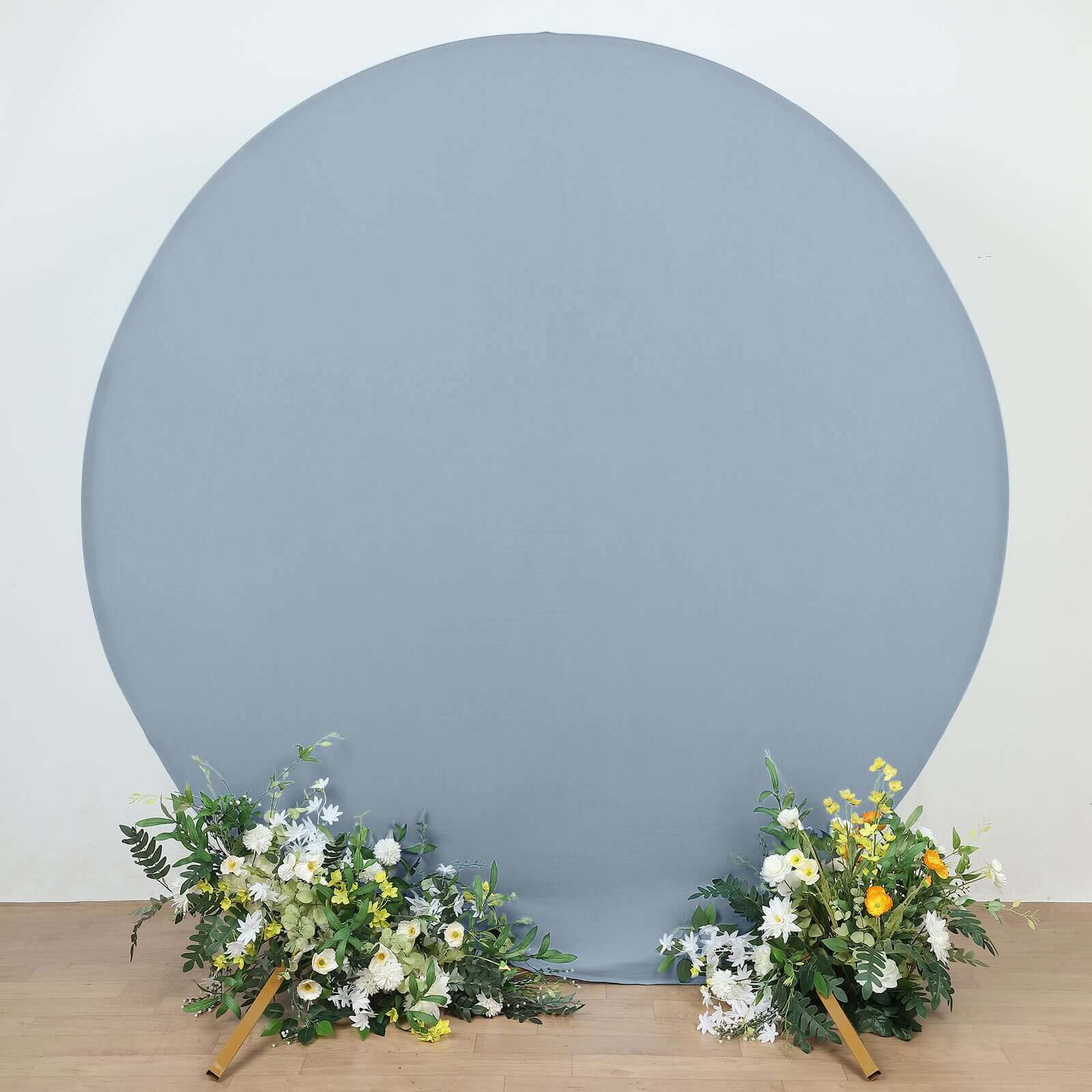 7.5ft Matte Dusty Blue Round Spandex Fit Party Backdrop Stand Cover