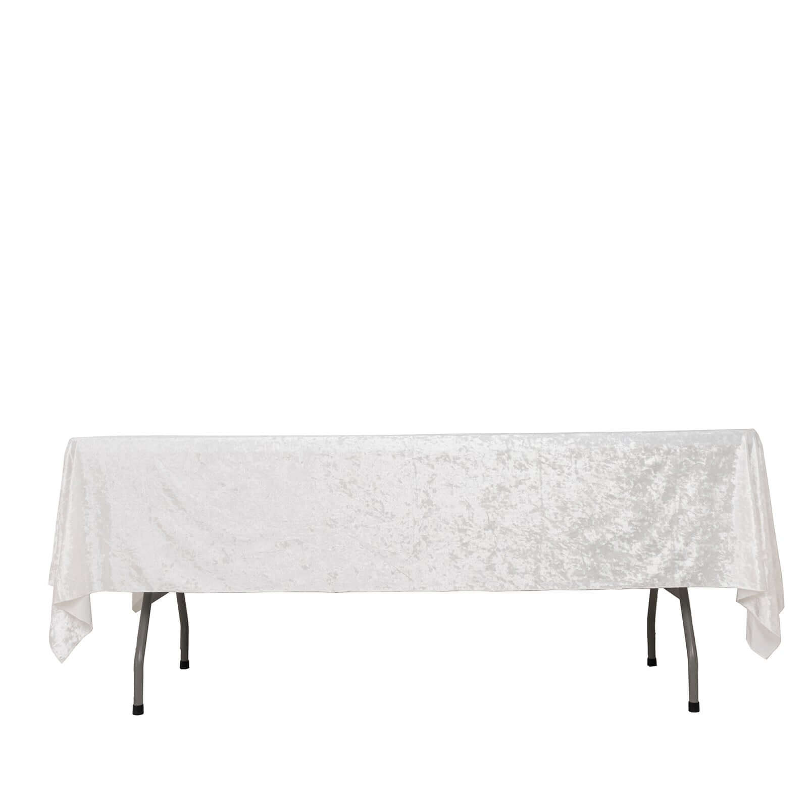 Premium Crushed Velvet 60x102 Rectangle Tablecloth White - Reusable Soft & Classy Table Cover