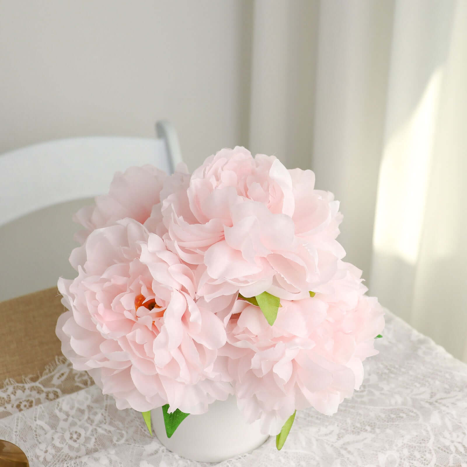 2 Bushes 17 Blush Artificial Silk Peony Flower Bouquets, Real Touch Peonies Spray