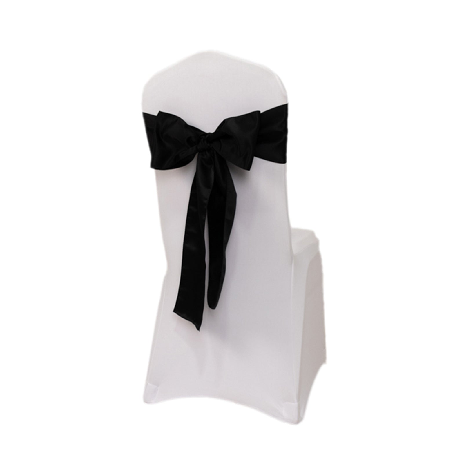 5 Pack Lamour Satin 6x106 Chair Sashes Black - Stylish Reusable Decorative Bows for Weddings & Gatherings