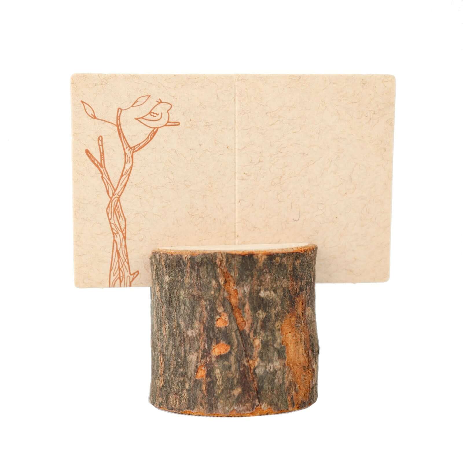 4-Pack Wood Stump Place Card Holders Rustic Natural Design - Boho Chic Decor for Tables