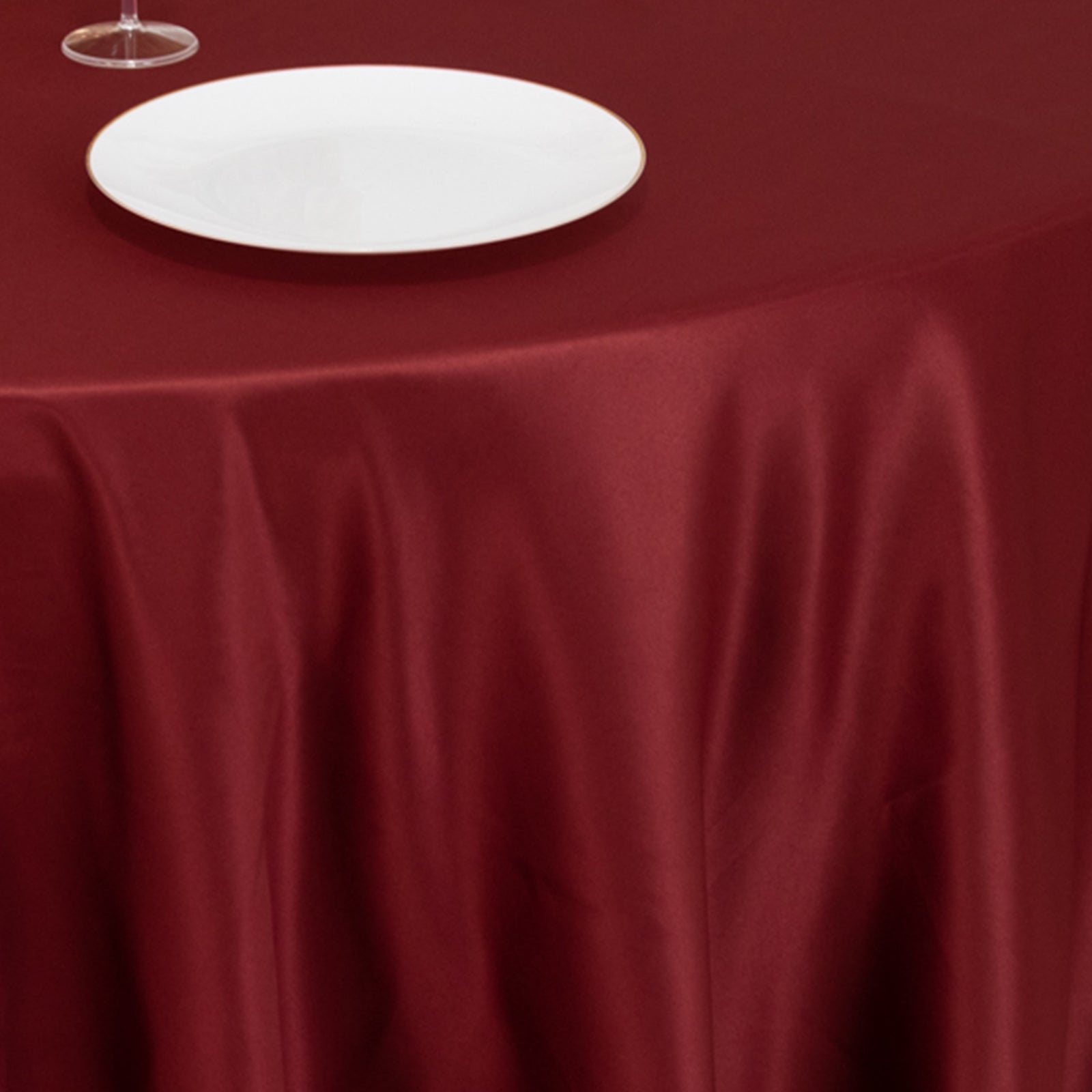 Lamour Satin 120 Round Tablecloth Burgundy - Seamless Table Cover with Soft Tempered Sheen